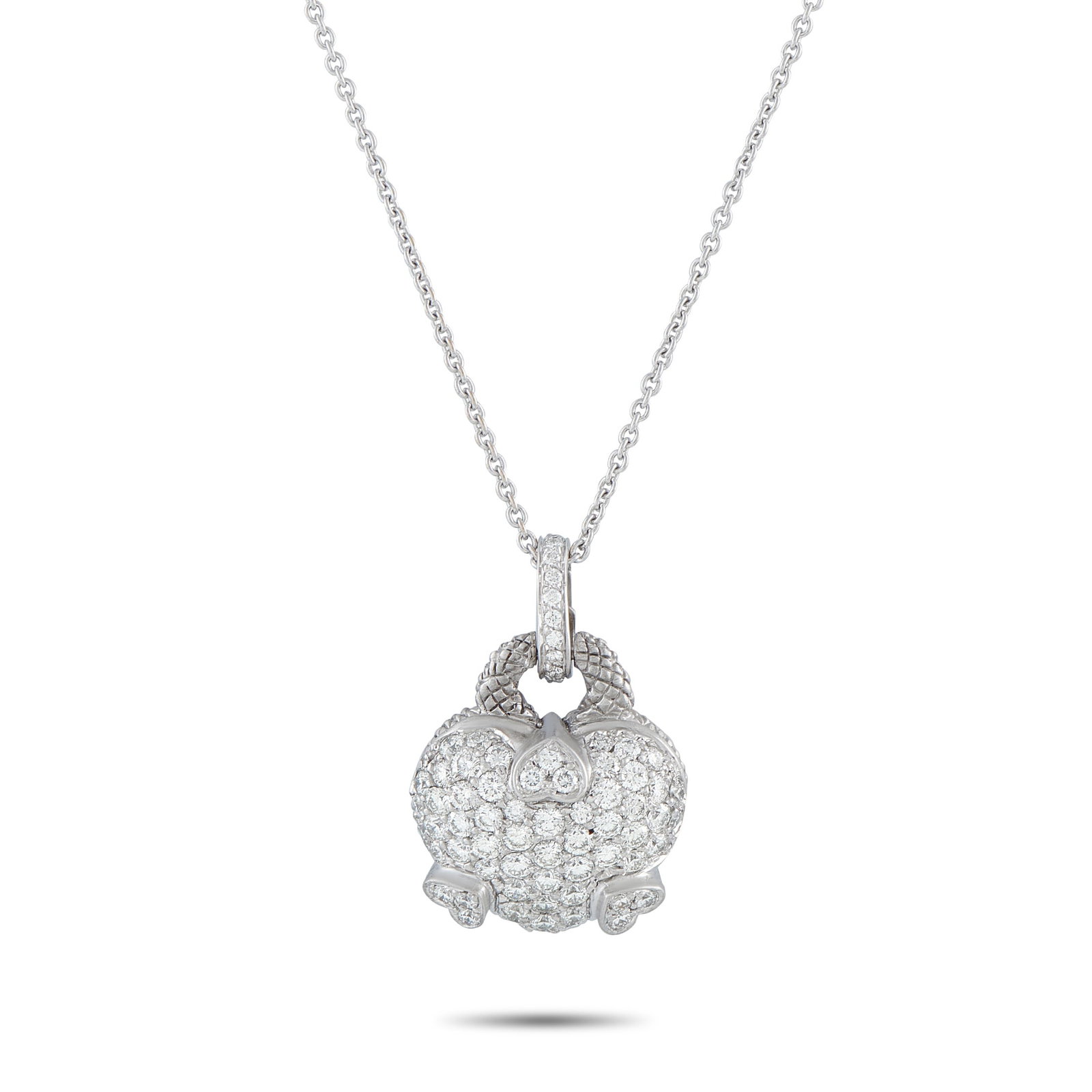 JUDITH RIPKA 18K White Gold 2.50ct Diamond Pendant: A creative design ensures this Judith Ripka necklace will continually capture your heart. Set in 18K White Gold, a charming heart-shaped pendant comes to life thanks to sparkling Diamonds with a total