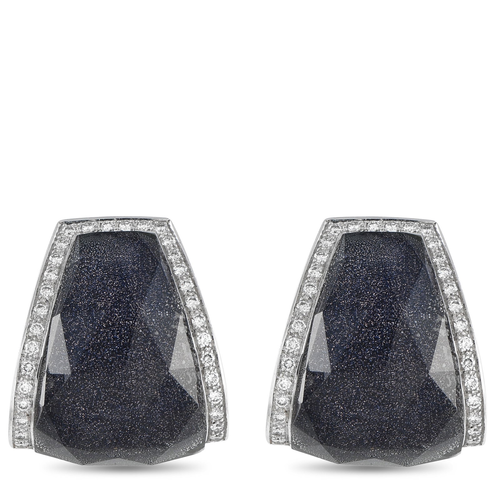 STEPHEN WEBSTER Crystal Haze 18K White Gold 1.0ct Diamond Earrings: An impressive example of Stephen Webster’s innovative approach to jewelry design. These clip-on earrings in 18K white gold feature a faceted natural clear quartz layered over a dark-colored gemstone