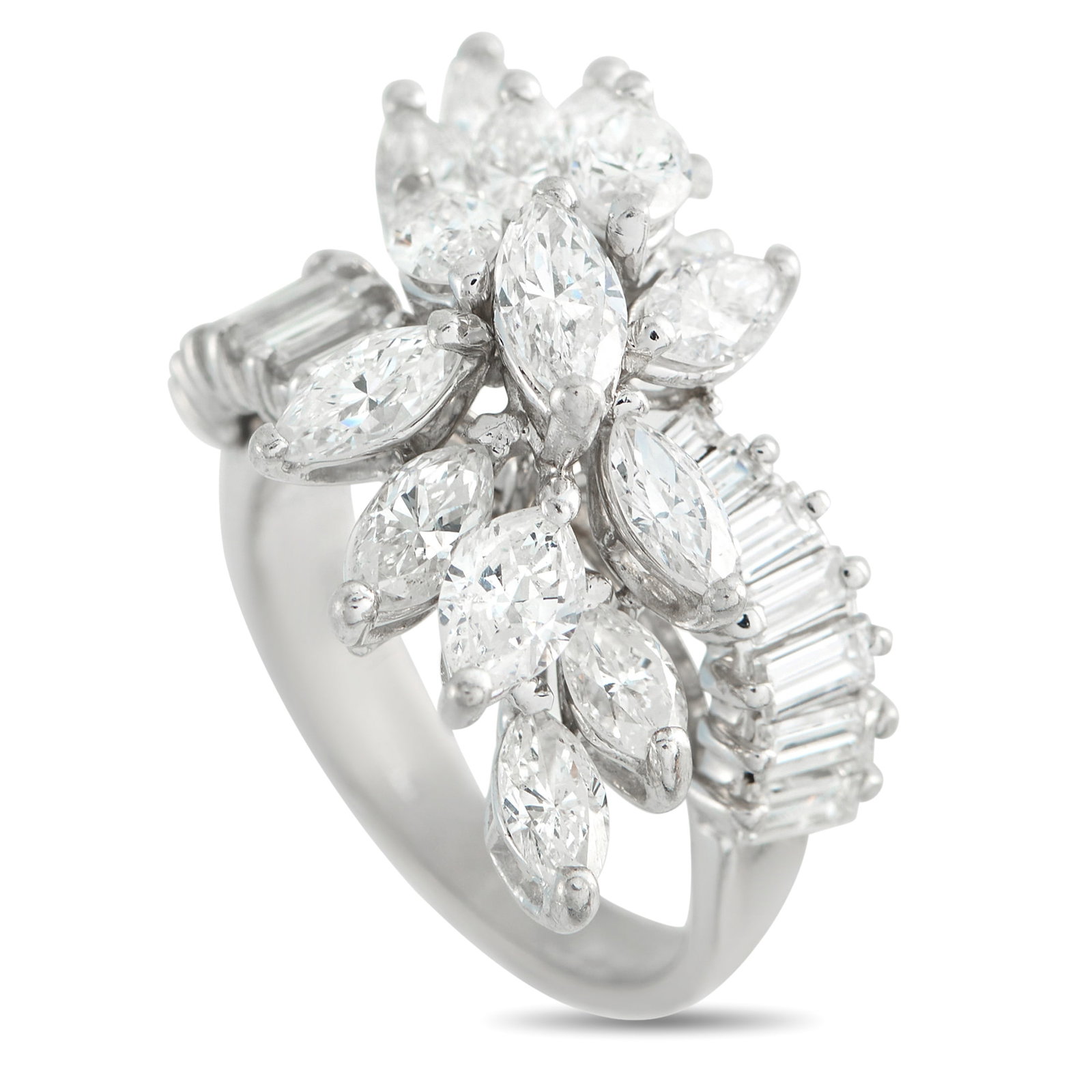 Platinum 4.25ct Diamond Ring: This luxury ring is nothing short of breathtaking. Set in Platinum, a dazzling array of Diamonds totaling 4.25 carats make it an impressive piece that will continually capture your imagination. A 3mm 