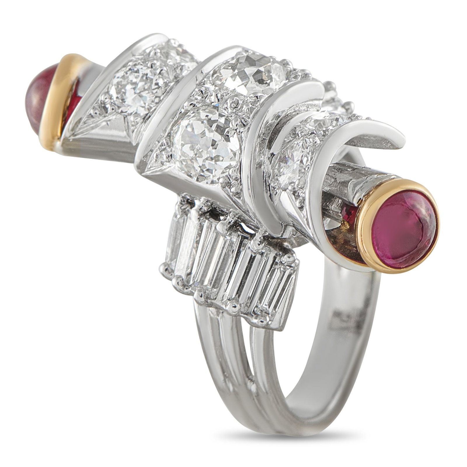 18K White Gold 2.50ct Diamond and Ruby Ring - 2