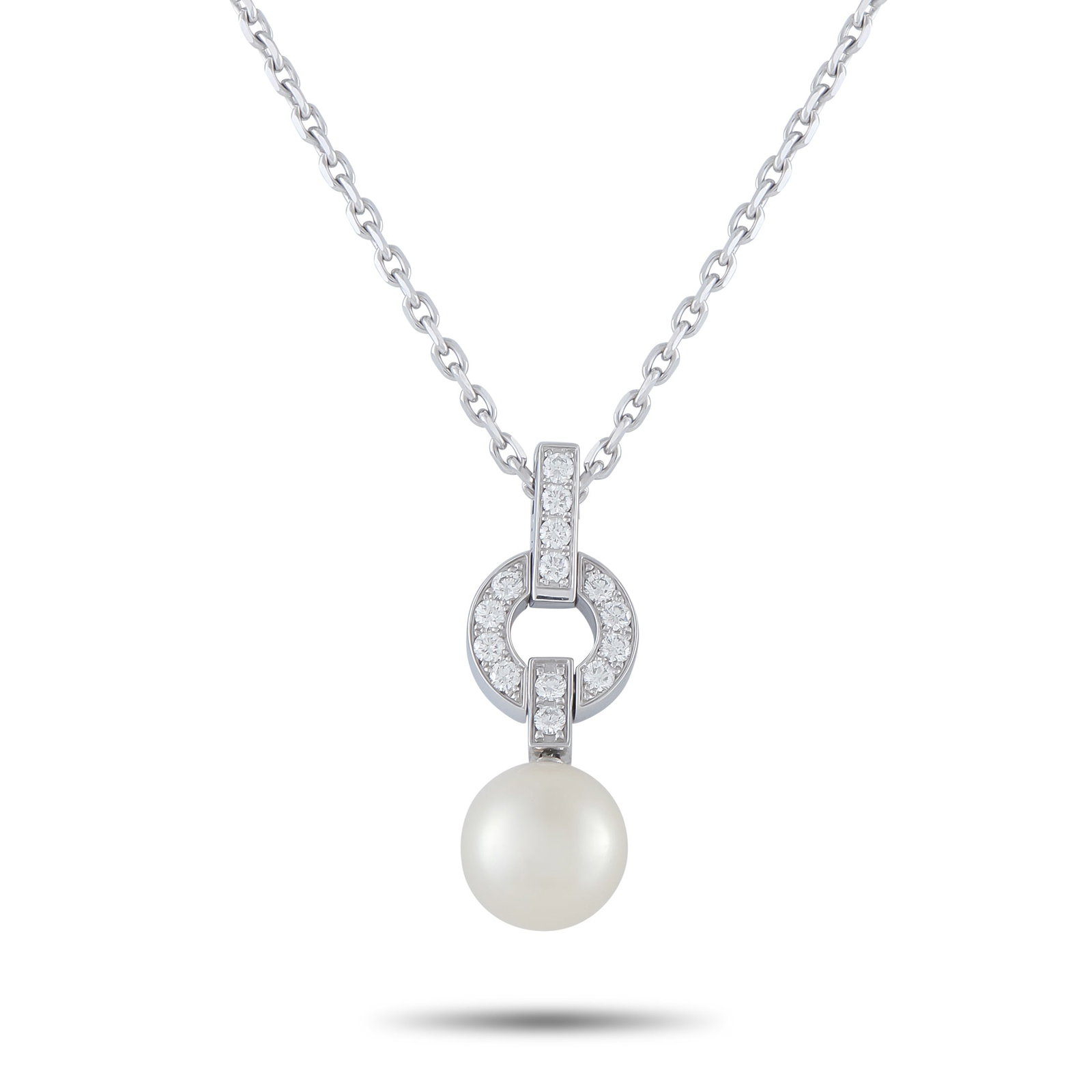 CARTIER Himalia 18K White Gold Diamond and Pearl Pendant: This elegant Cartier Himalia necklace exudes obvious luxury. Ideal for anyone with a minimalist aesthetic, the collection’s signature motif makes a statement thanks to inset Diamonds. A hanging Pear