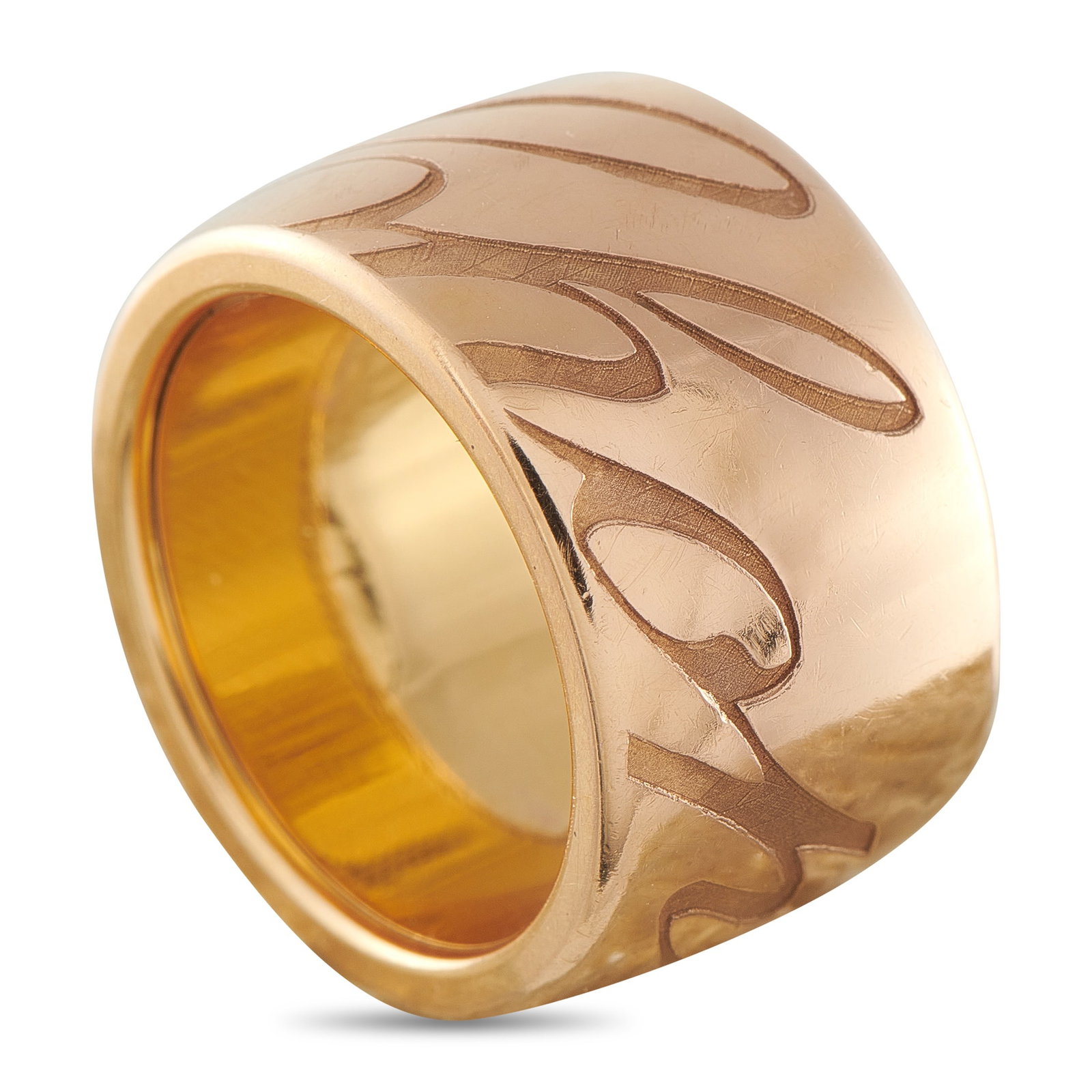 CHOPARD issimo 18K Rose Gold Band: This Chopard Chopardissimo ring is designed to make a statement. Ideal for everyday wear, the luxury brand’s logo in oversized calligraphy adds contemporary elegance to the understated 18K Rose Gold