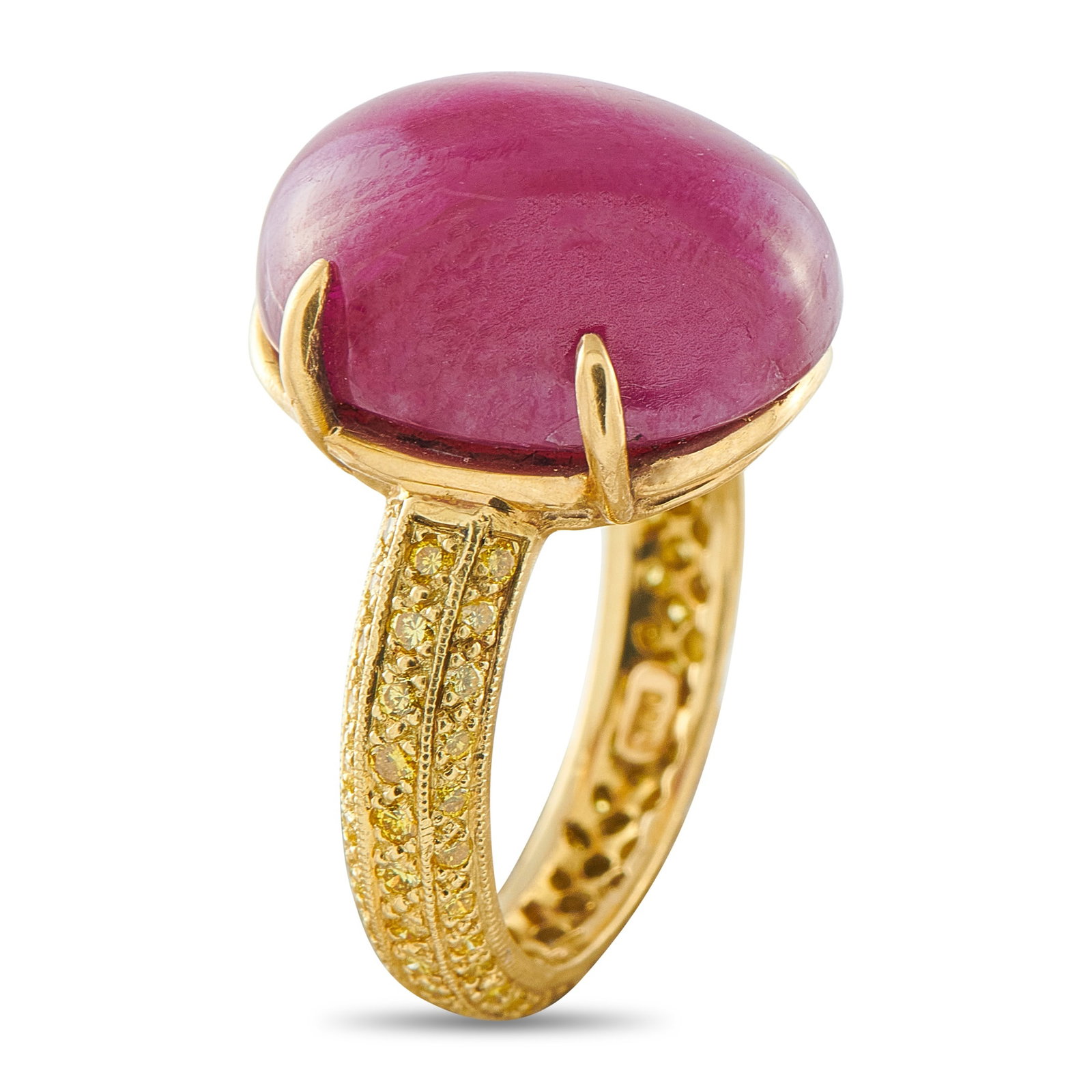 18K Yellow Gold 0.75ct Diamond and Ruby Ring - 2