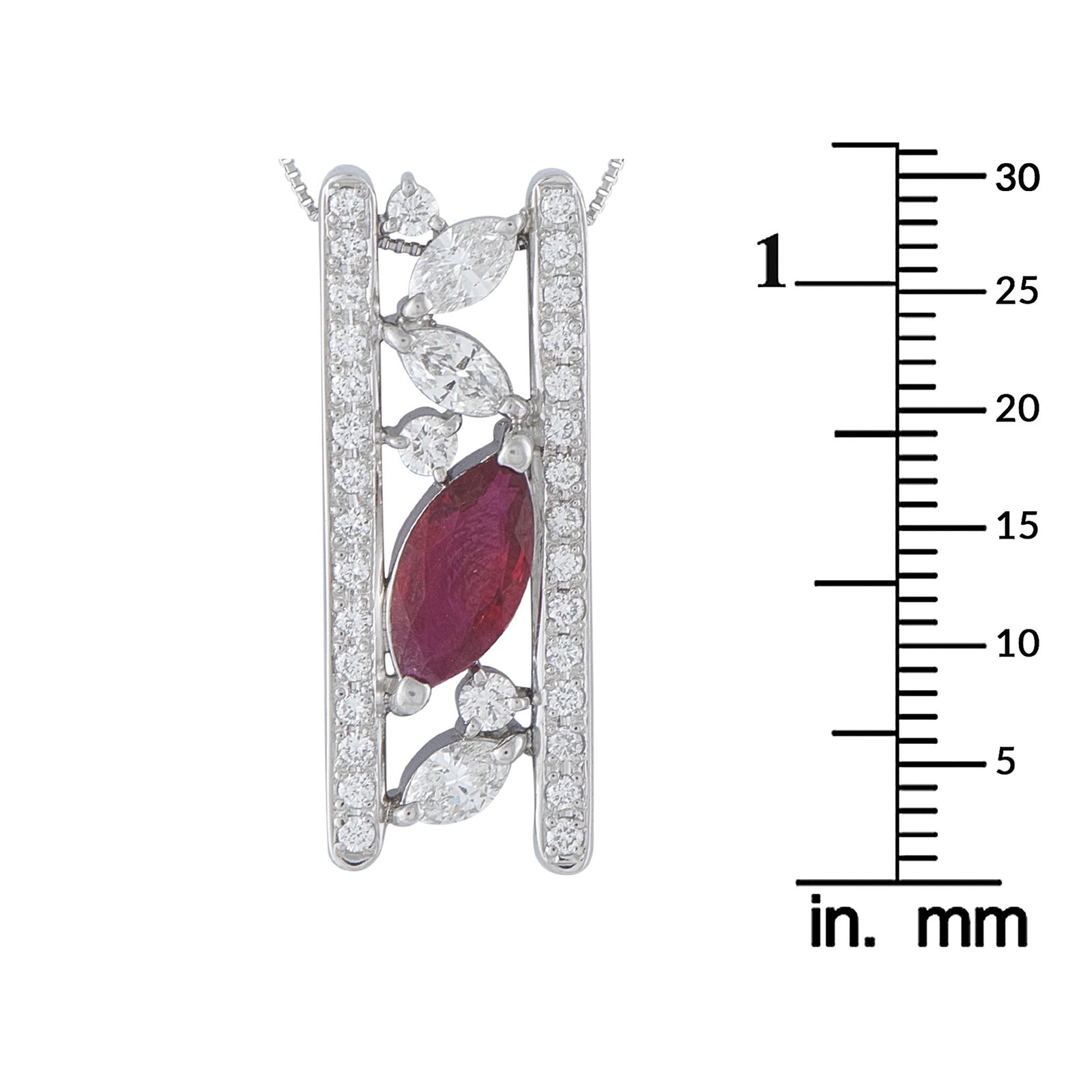 Platinum 1.12ct Diamond and Ruby Necklace - 4