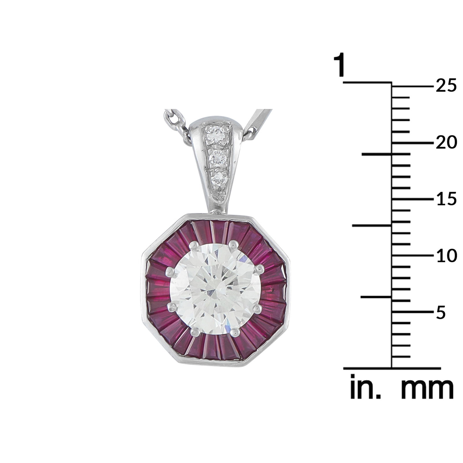 Platinum 2.21ct Diamond and Ruby Pendant - 4