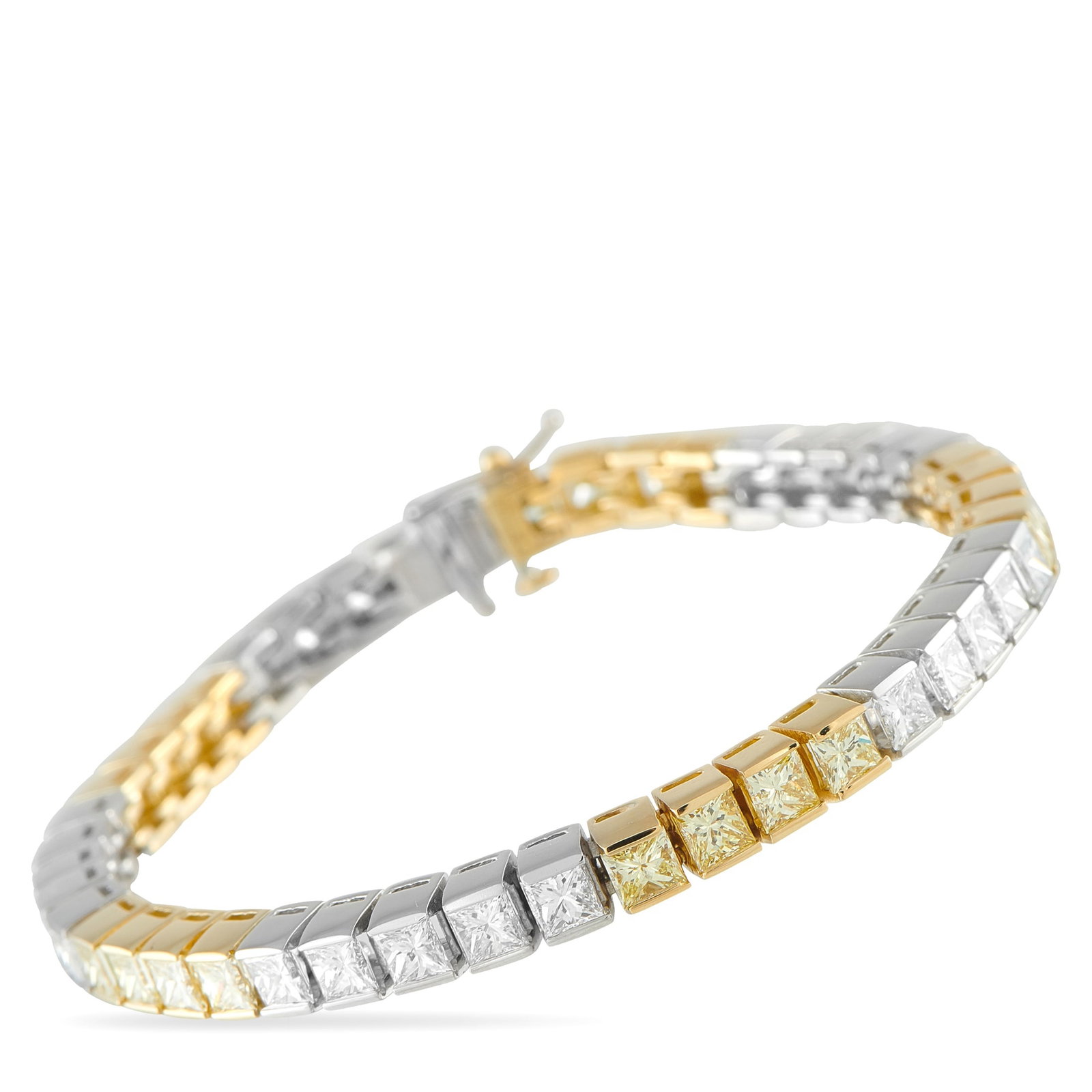 Platinum and 18K Yellow Gold 11.25ct Diamond Line Bracelet (1 of 3)