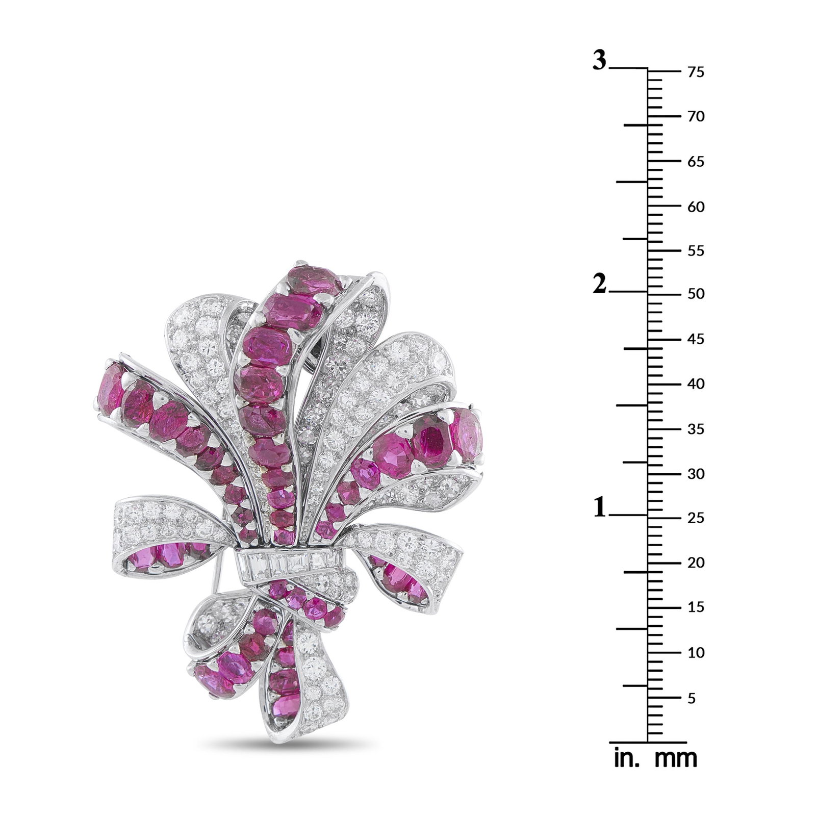 Platinum 6.25ct Diamond and Ruby Brooch - 3