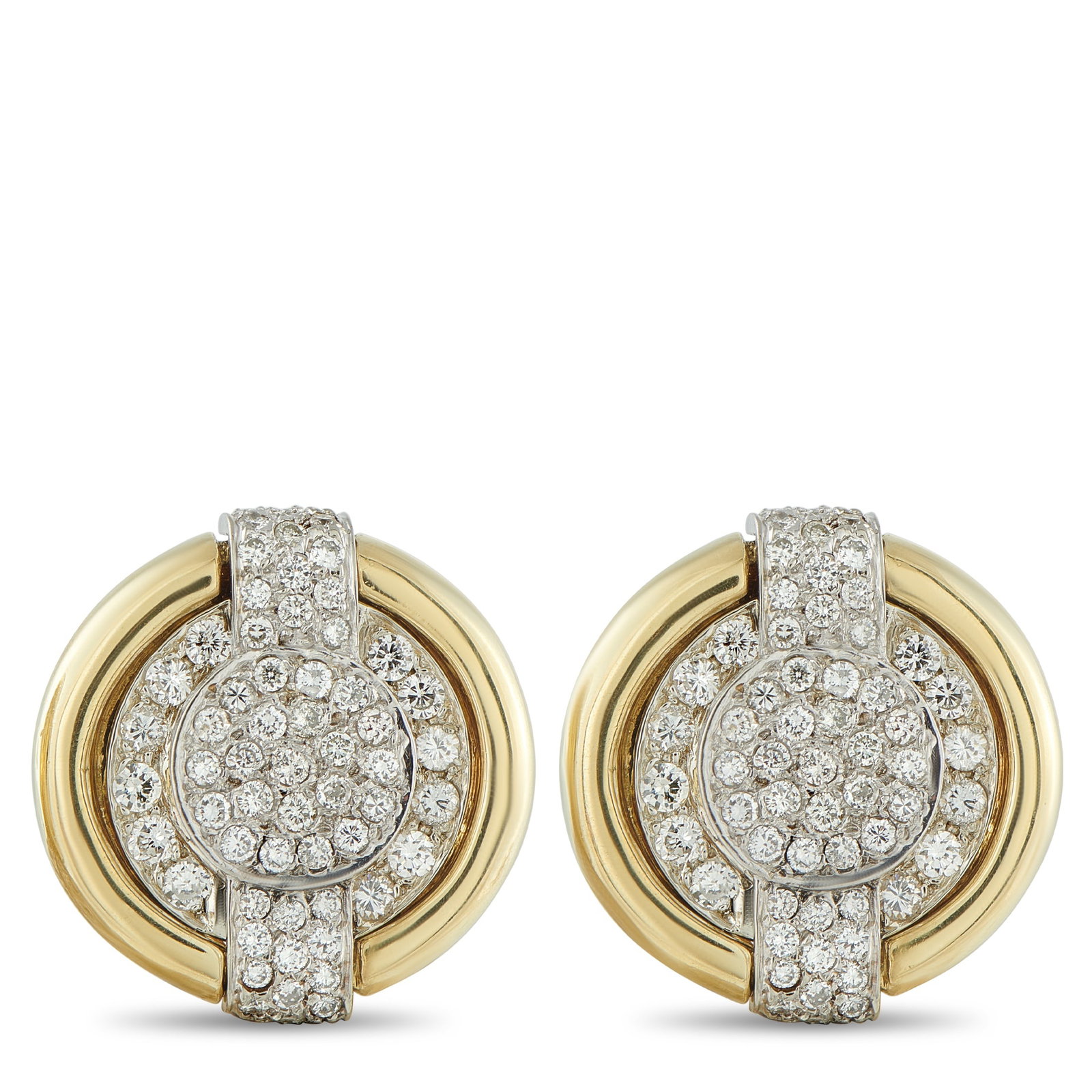 DAVID WEBB 18K Yellow Gold 3.80ct Diamond Earrings (1 of 4)