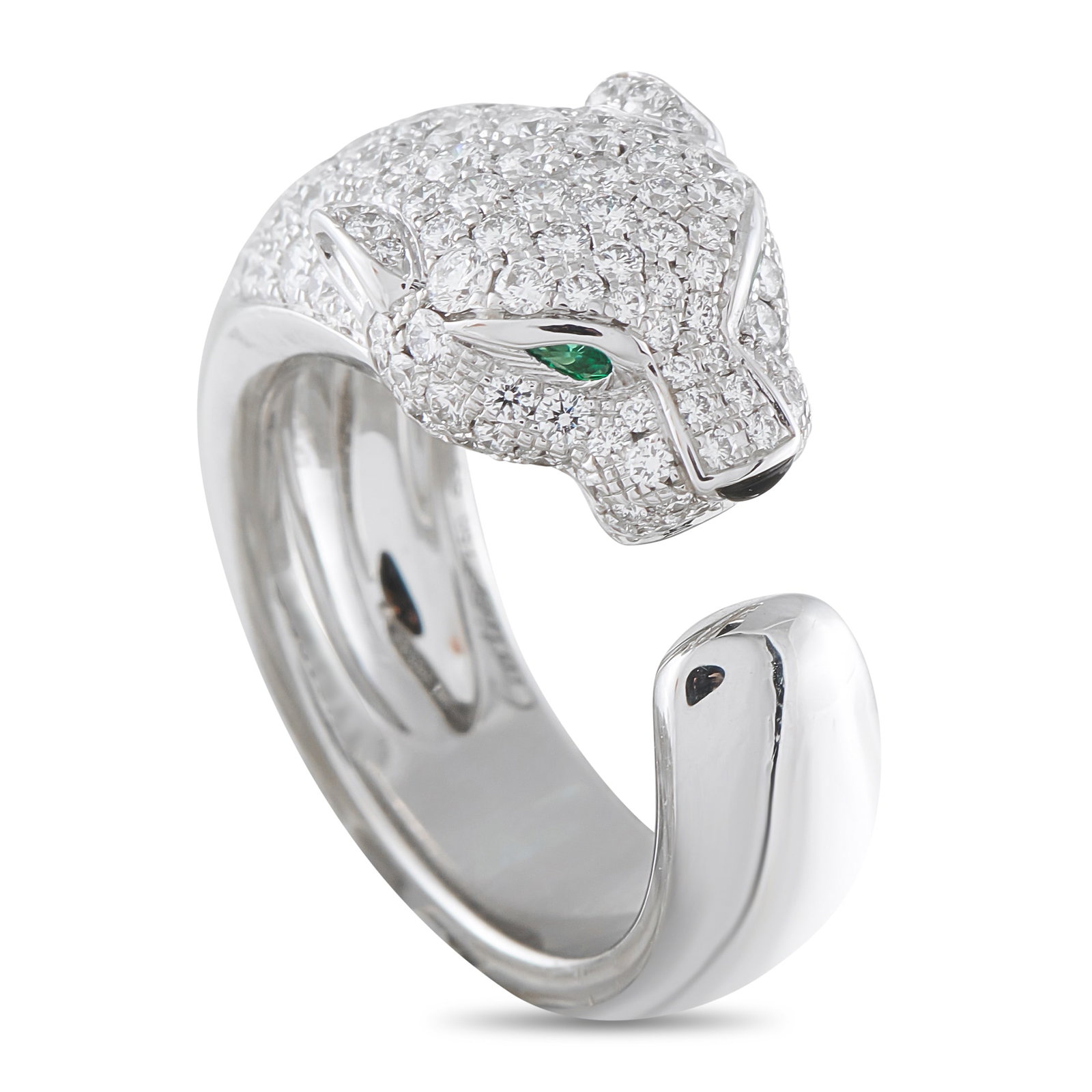 CARTIER Panthere 18K White Gold 1.15ct Diamond Ring: This Cartier Panthere ring exudes classic luxury. A piece from one of the brand’s most iconic collections, the emblematic panther is beautifully showcased in sparking Diamonds totaling 1.15 carats. 