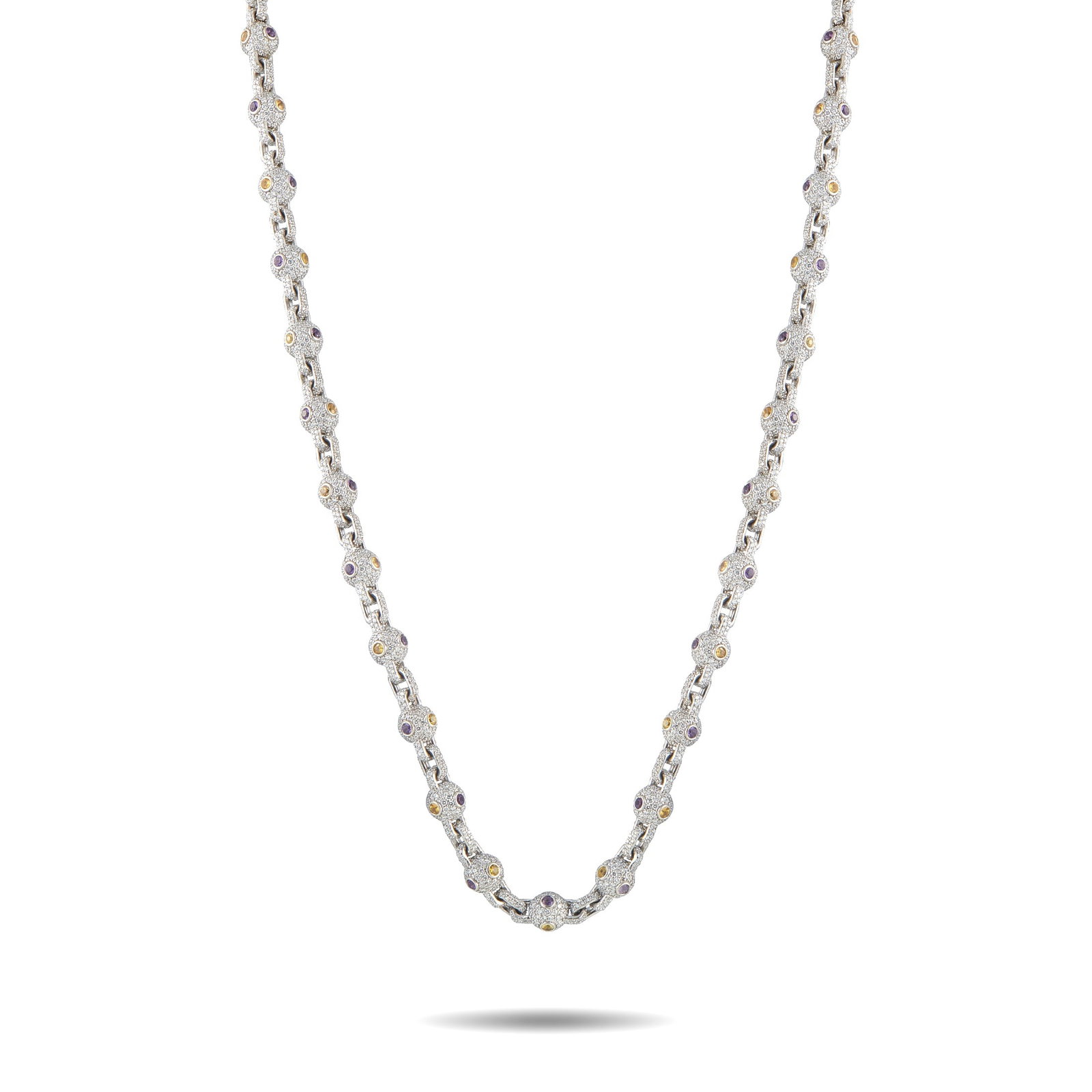 ELIANTTE 14K White Gold 37ct Diamond Ball Chain (1 of 3)