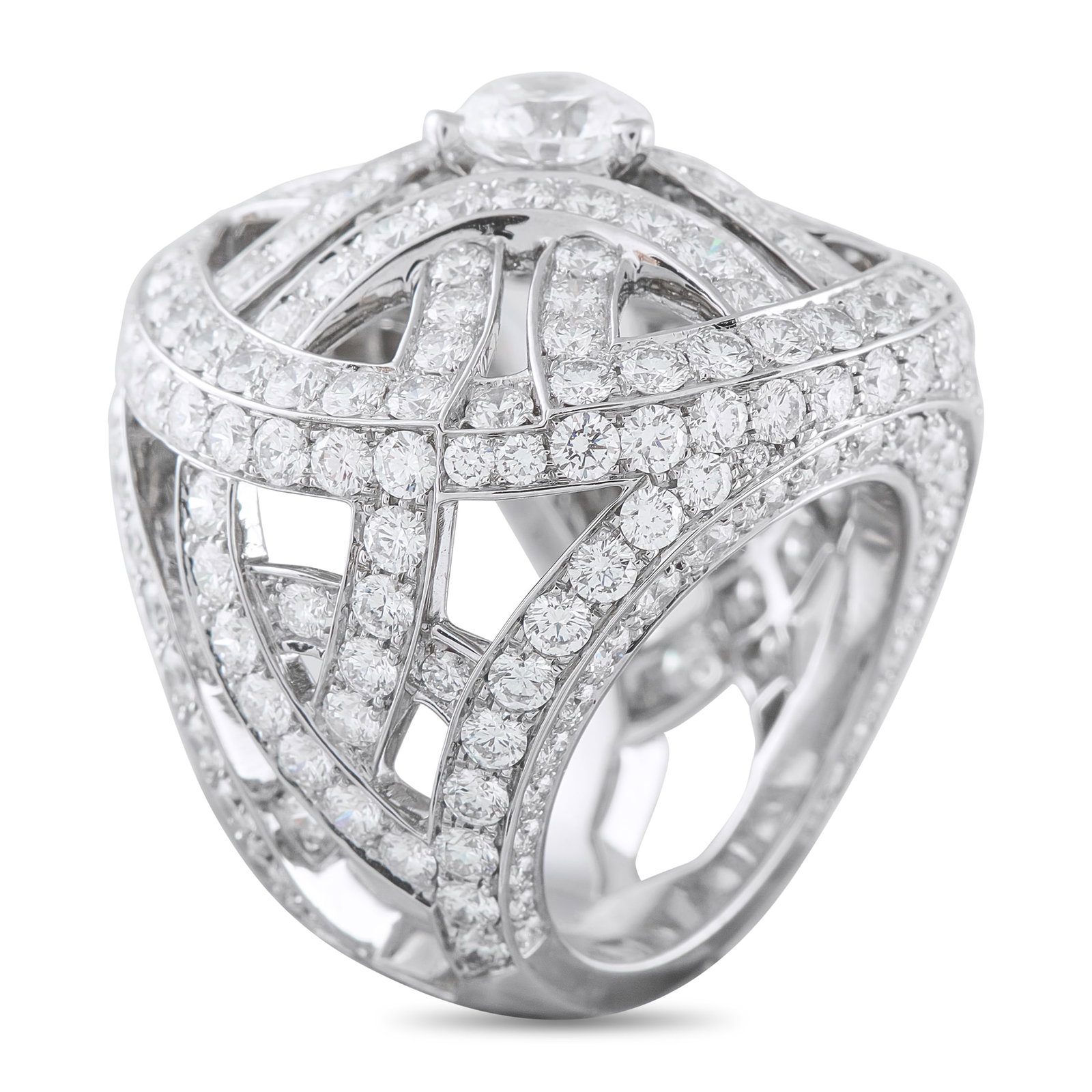 CARTIER Nouvelle 18K White Gold 7.68ct Diamond Ring: CARTIER Nouvelle 18K White Gold 7.68ct Diamond Ring METAL & STONESMetal18K White Gold StonesDiamond Diamond Carat7.68Stamp750 DIMENSIONS Weight28.7 grams Band Thickness8 Ring Size6.25 Ring Top Height1