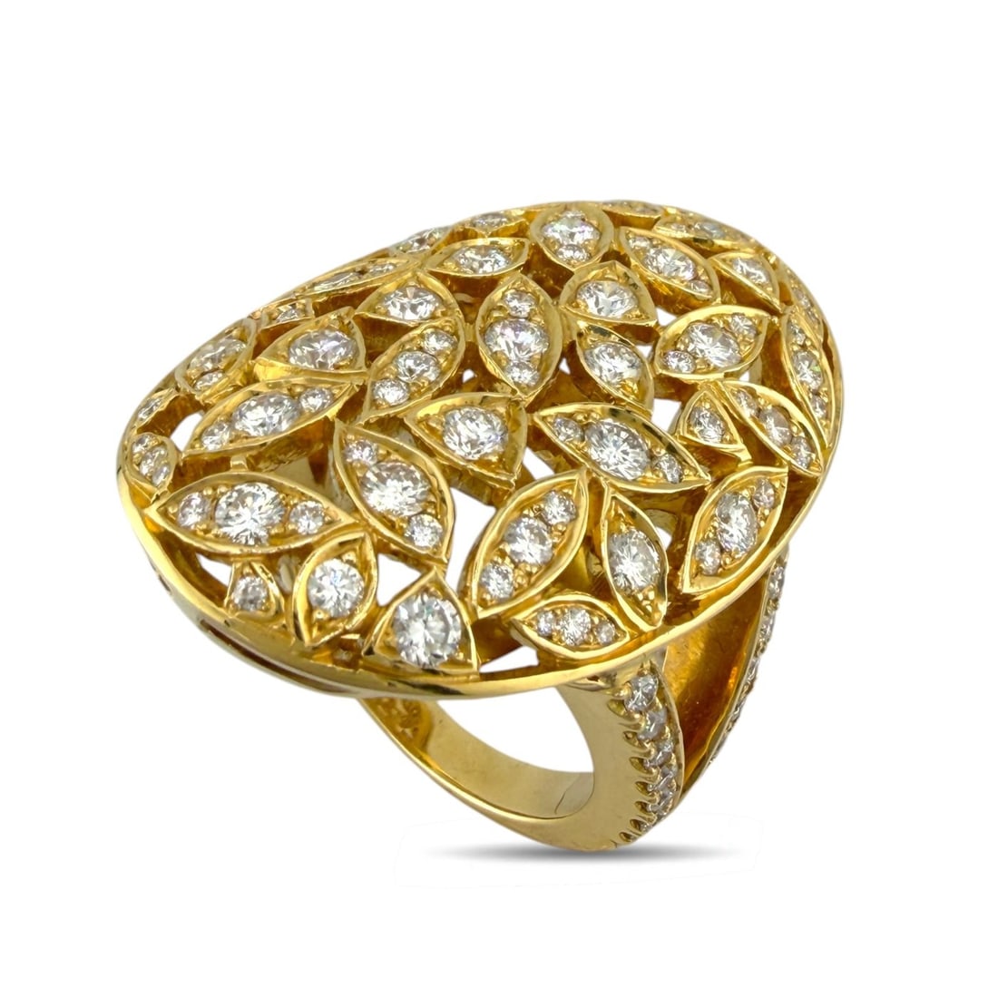 18K Yellow Gold 4.00ct Diamond Statement Ring - 2
