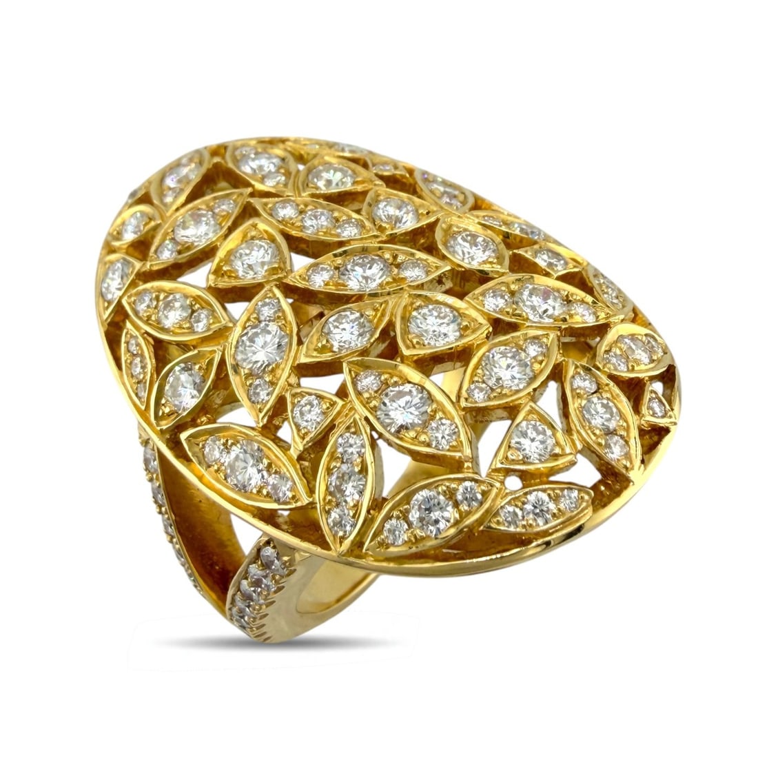18K Yellow Gold 4.00ct Diamond Statement Ring - 5