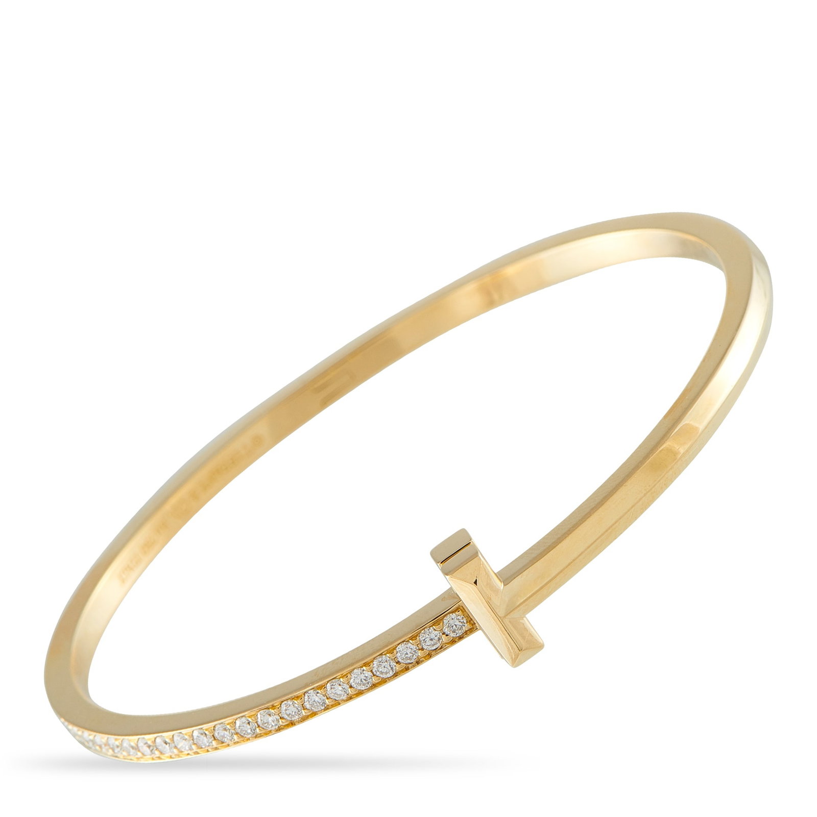 Tiffany & Co. T 18K Yellow Gold 1.0ct Diamond Hinged Bangle (1 of 4)