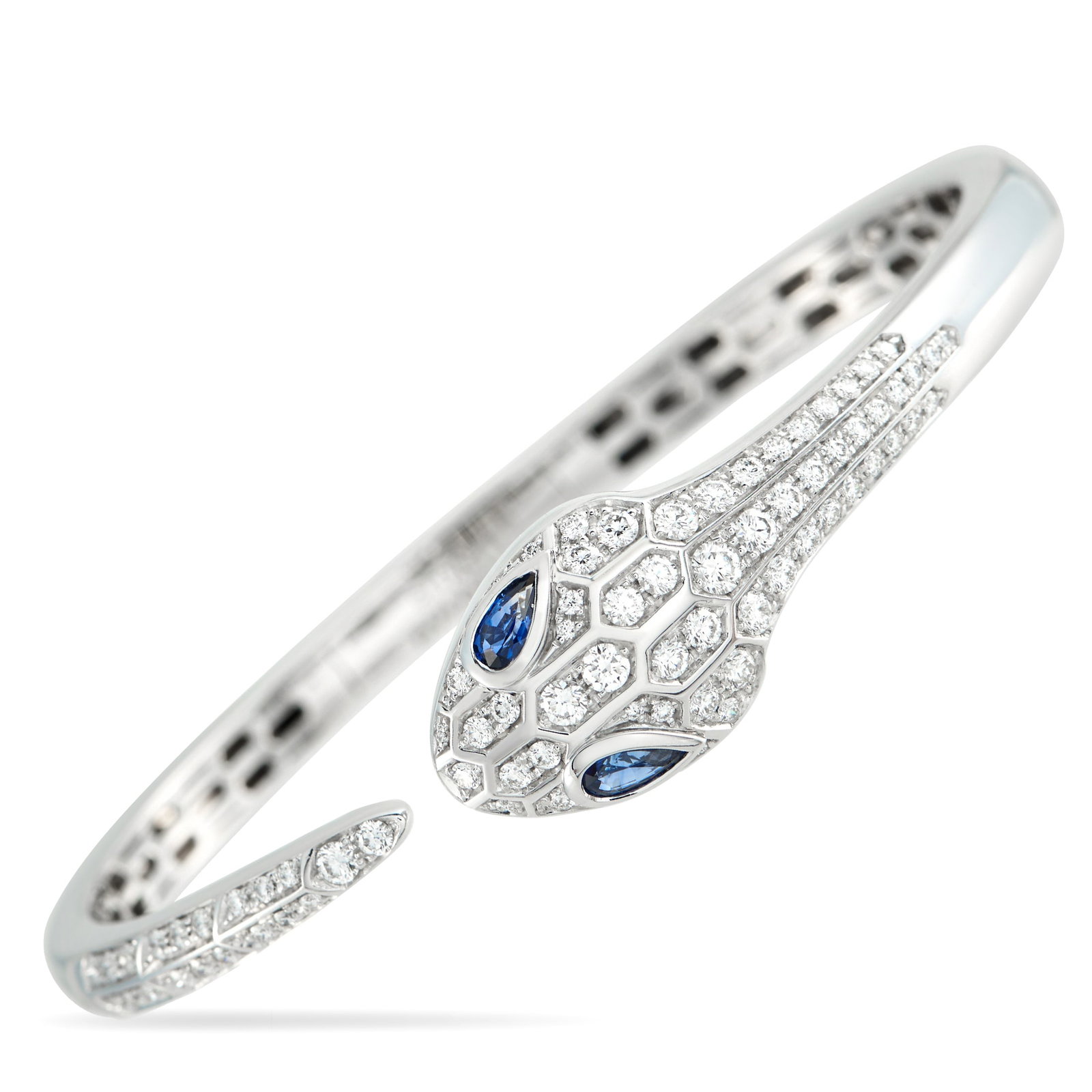 Bvlgari Serpenti Seduttori 18K White Gold 1.0ct Diamond and Sapphire Bracelet (1 of 4)