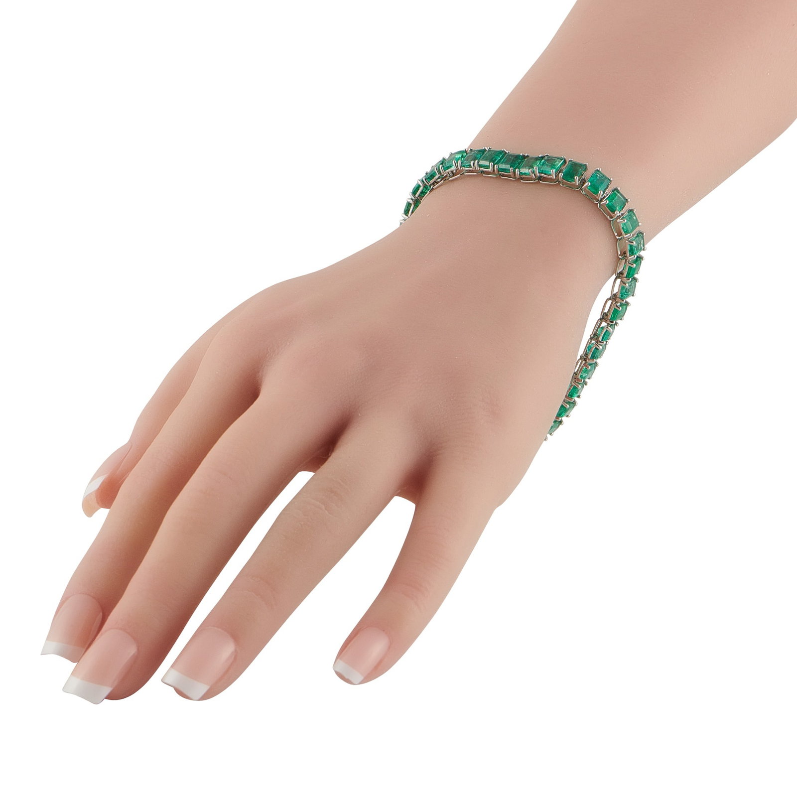Platinum 26.87ct Emerald Line Bracelet - 3