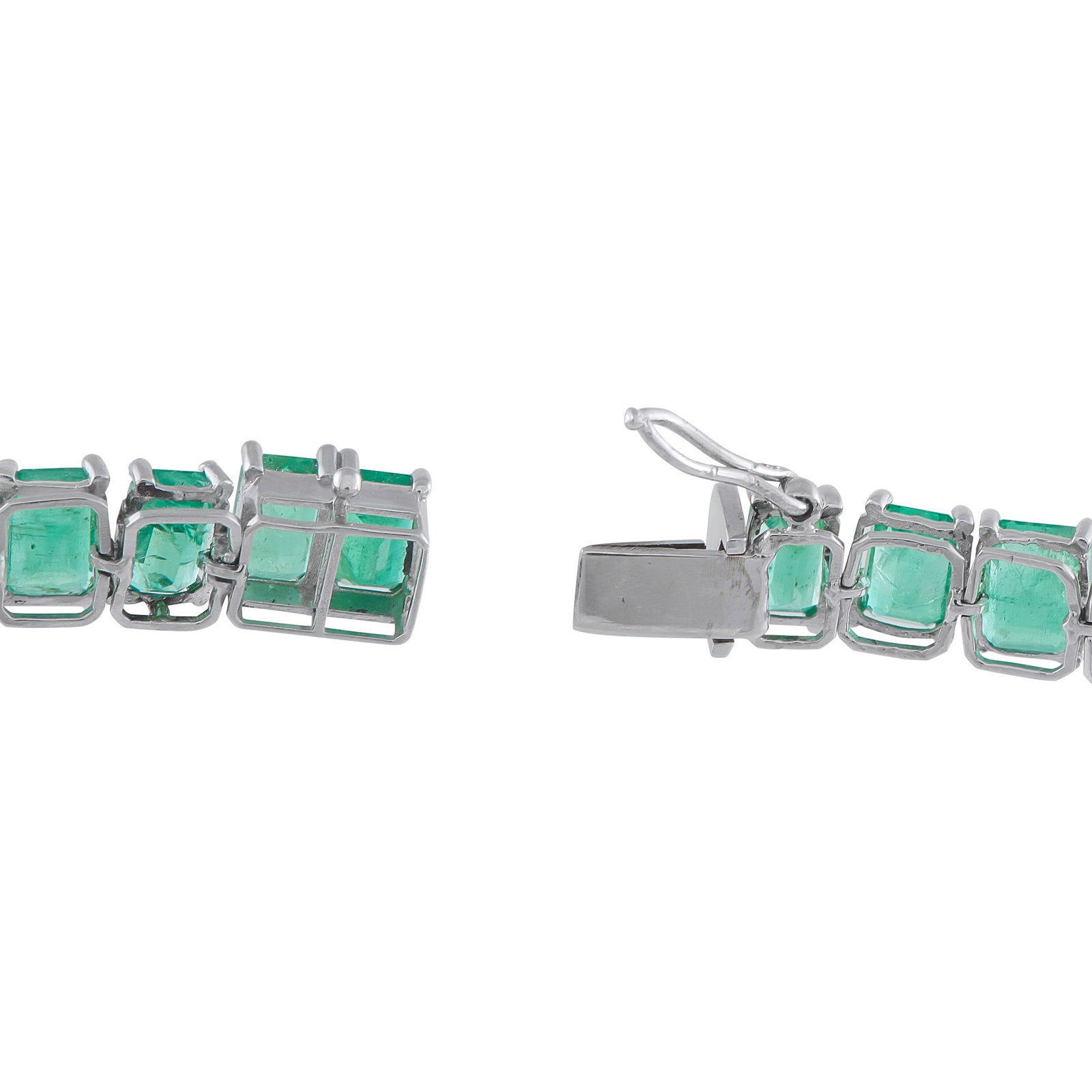 Platinum 26.87ct Emerald Line Bracelet - 4