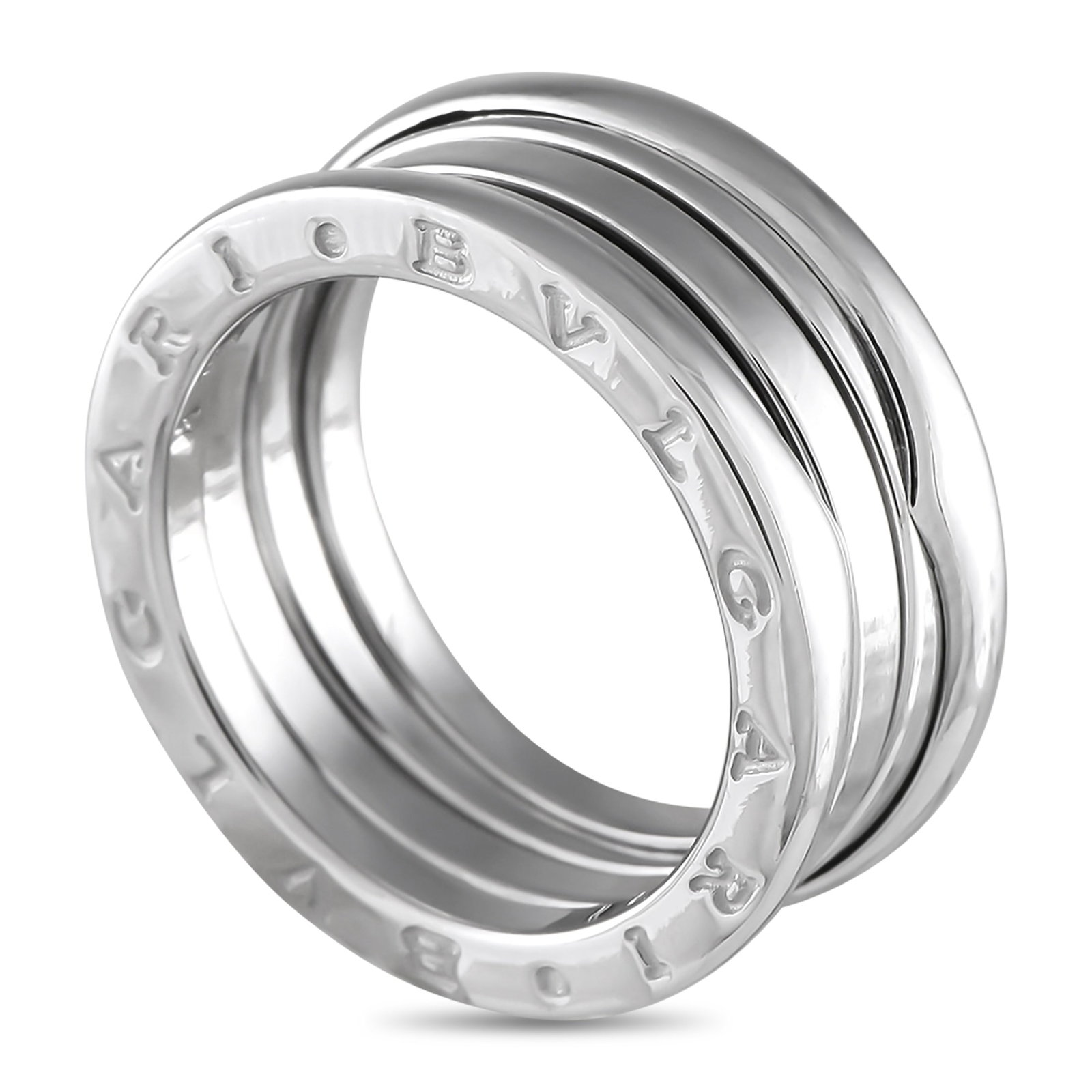 Bvlgari B.zero1 18K White Gold Ring: Clean lines and contemporary minimalism make this Bvlgari B.Zero1 ring an iconic piece that will accompany you anywhere. Crafted from 18K White Gold, the collection’s signature spiral detail at the 