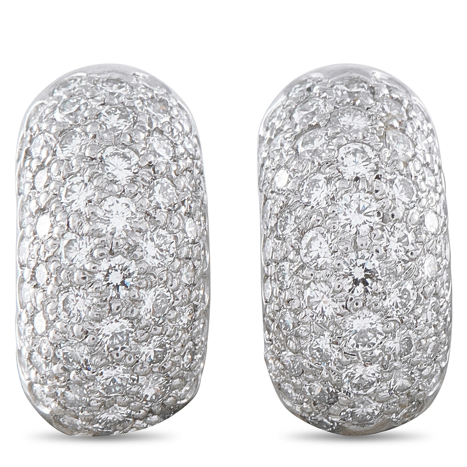 Tiffany & Co. Platinum 0.65ct Diamond Earrings: A chic, minimalist design makes these Tiffany & Co. earrings an instant classic. Set in Platinum, pave Diamonds with a total weight of 0.65 carats allow them to add a touch of sparkle to your every mo