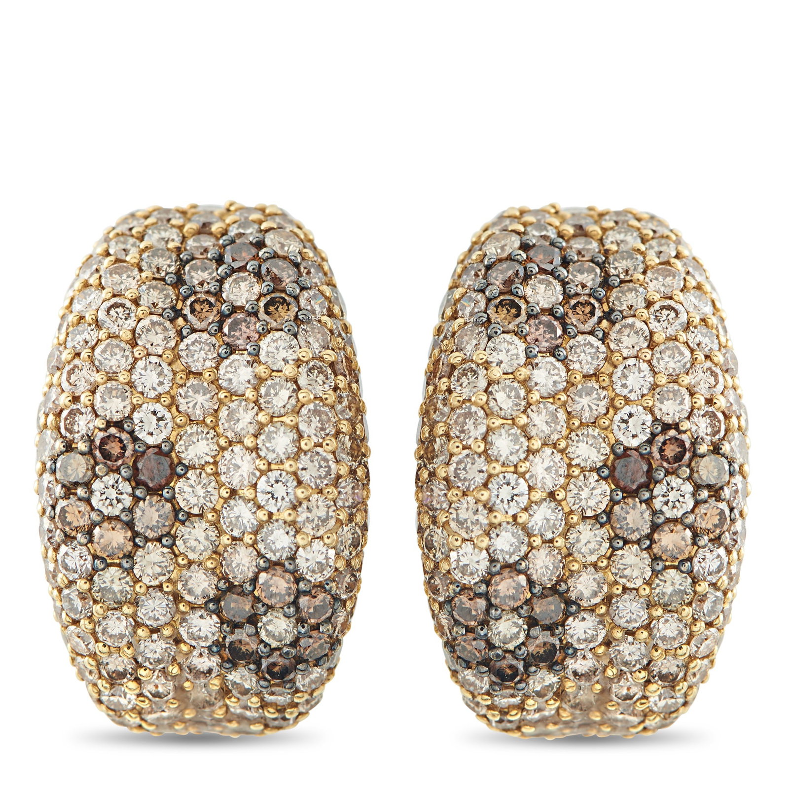 Roberto Coin Fantasia 18K Yellow Gold 5.13ct Diamond Clip-On Earrings: These Roberto Coin Fantasia earrings are simply inspired. Set in 18K Yellow Gold, colored Diamonds with a total weight of 5.13 carats emit sparkle and create subtle floral motifs in the dazzling desig