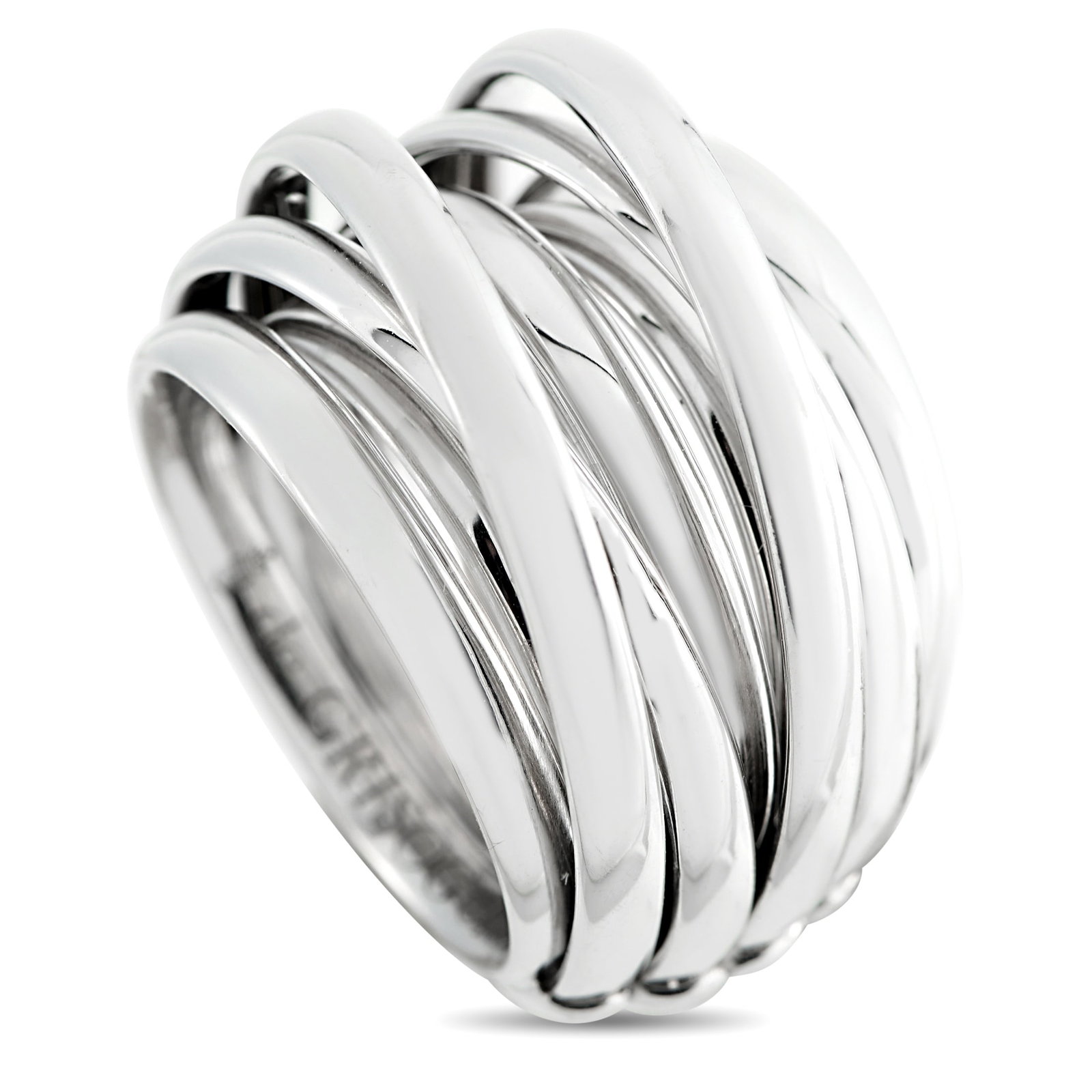 De Grisogono Allegra 18K White Gold Ring: Despite its simplicity, this de Grisogono Allegra ring will continually make a statement. This piece from the highly sought after luxury brand includes multiple bands crafted from 18K White Gold. It m