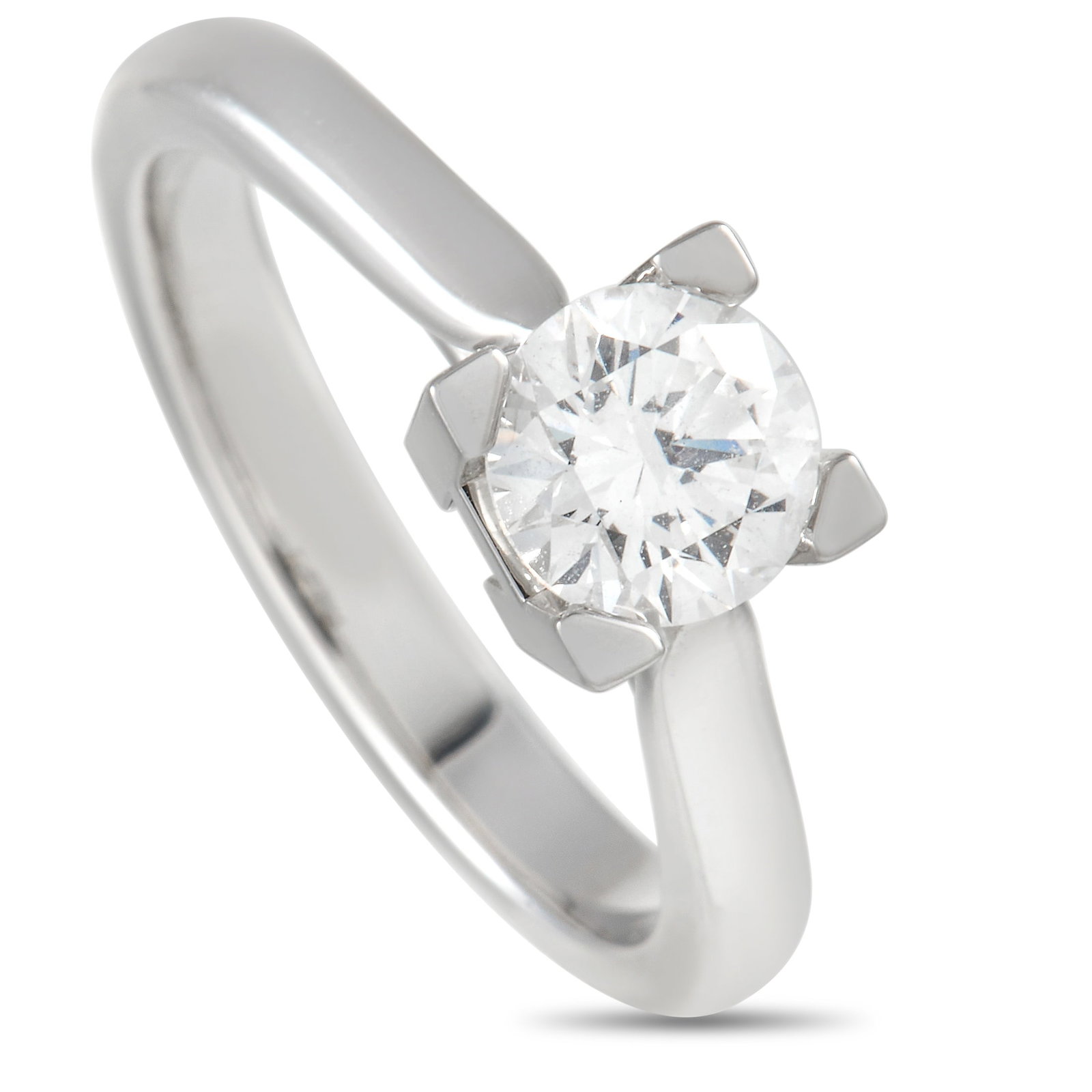 Harry Winston Platinum 0.71ct Diamond Solitaire Engagement Ring: One can’t deny the exquisite elegance of this diamond engagement ring. The 2mm slender band is fashioned from platinum and topped with a 0.71 ct diamond center stone. The solitary center stone has a