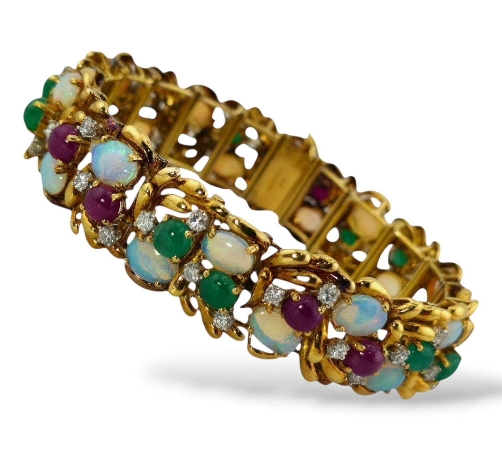 18K Yellow Gold Bracelet 2.3ct Diamonds, Gemstones and Opals (1 of 7)