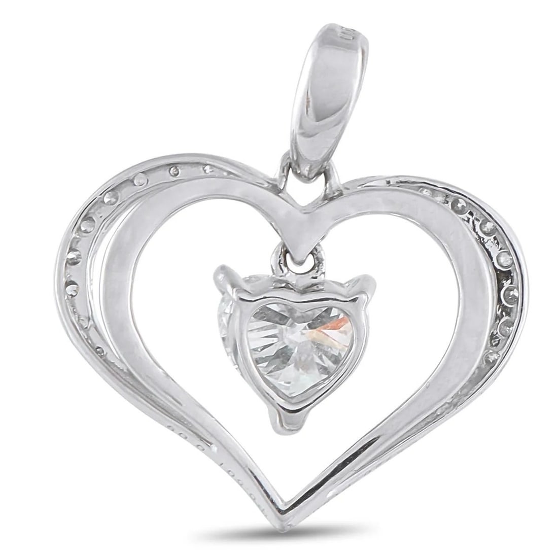 Platinum 0.59ct Diamond Heart Pendant - 5