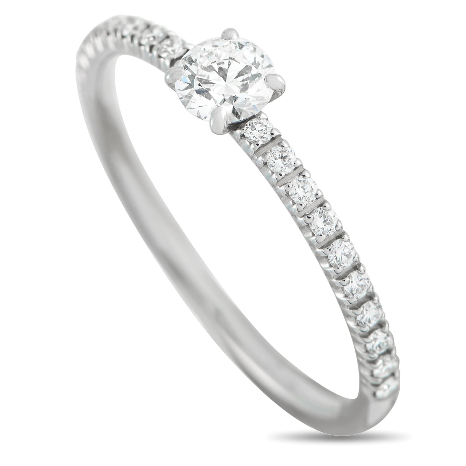 Cartier Etincelle Platinum 0.21ct Diamond Ring: This Cartier Etincelle ring is an ideal piece for anyone who values feminine design and timeless simplicity. The simple Platinum setting seemingly radiates light thanks to the 0.21 carat GIA-Certified