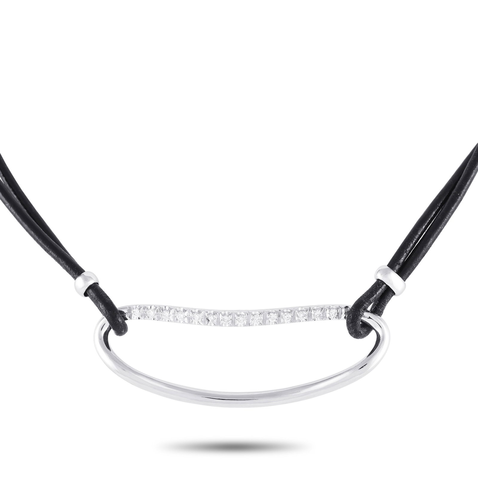 Piero Milano 18K White Gold 0.38ct Diamond Cord Necklace: A must-have for an edgy wardrobe. Don this black cord and diamond choker necklace and nail the rock-chic look. This Piero Milano necklace features a 14-inch black cord necklace holding a sculpted oval
