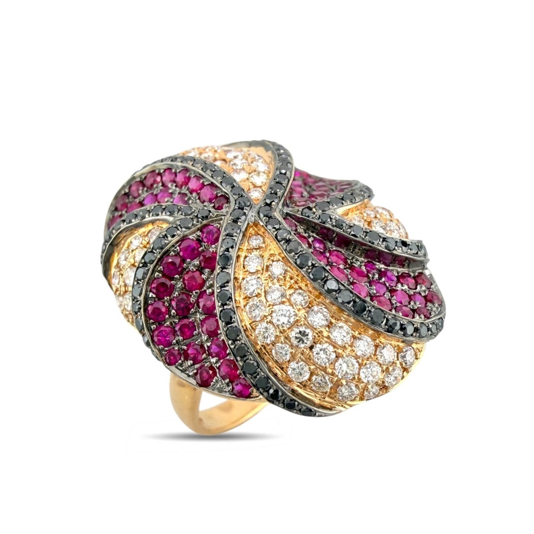 18K Rose Gold 0.62ct Diamond and 0.6ct Ruby Twisting Ring (1 of 9)