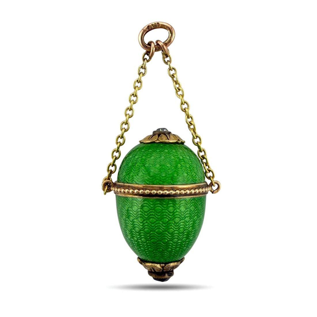 Faberge Imperial Russian 56 Gold Enamel and Ruby Egg Pendant (1 of 6)