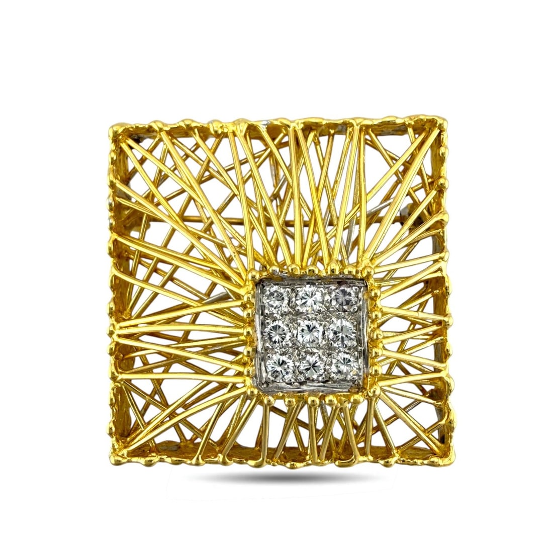 Anthony Kim 18K Yellow Gold 0.27ct Diamond Pendant: 18K Yellow Gold Anthony Kim Square 0.27ct Diamond Pendant A bold and artistic pendants by Anthony Kim, crafted in 18 karat yellow Gold with a striking square form. The design is finished with abstract