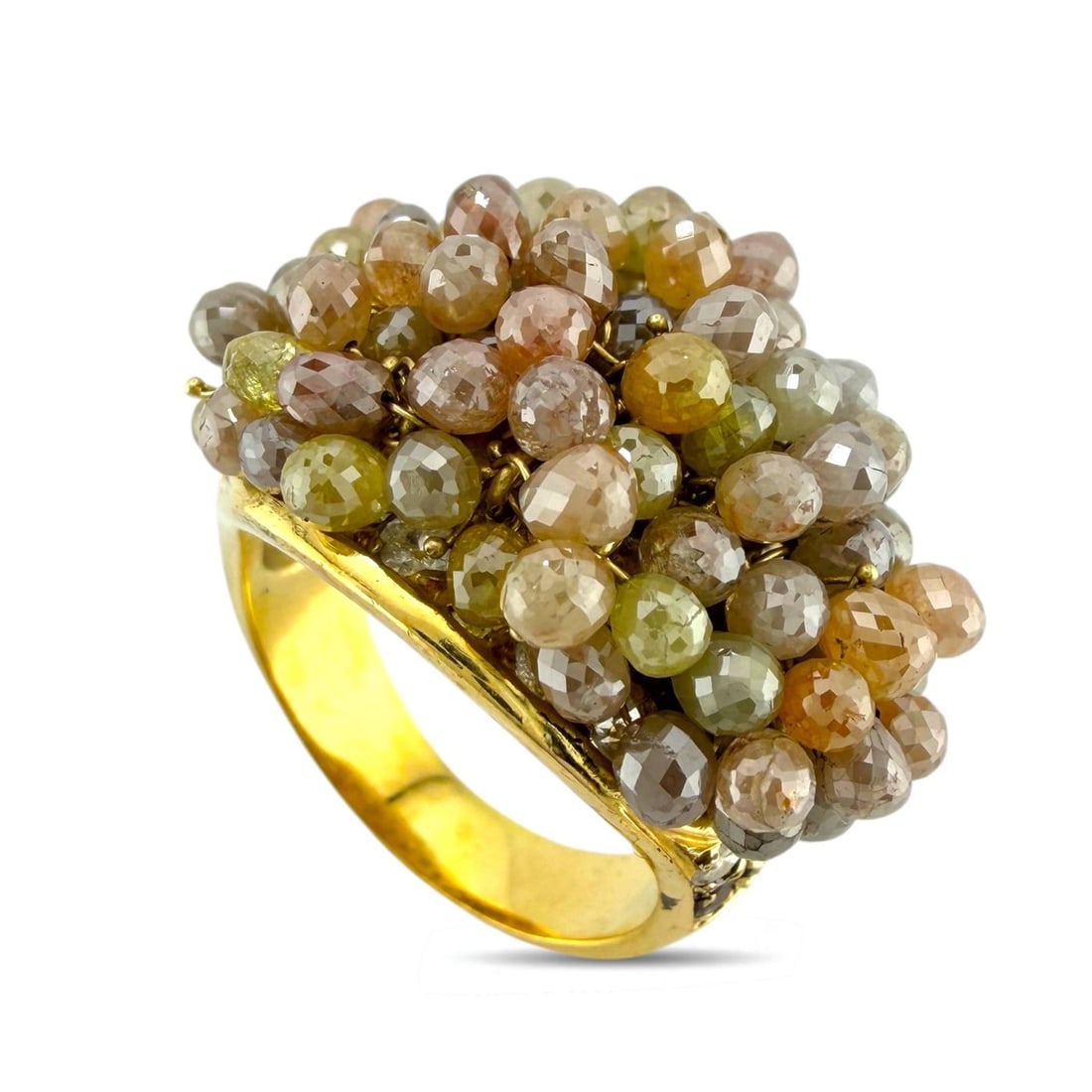 18K Yellow Gold 1.01ct Diamond and Multi Gem Cocktail Ring (1 of 6)