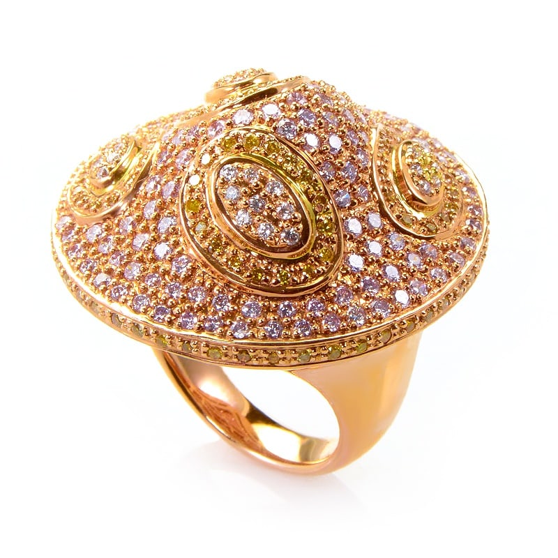18K Rose Gold White and Yellow Diamond Ring (1 of 3)