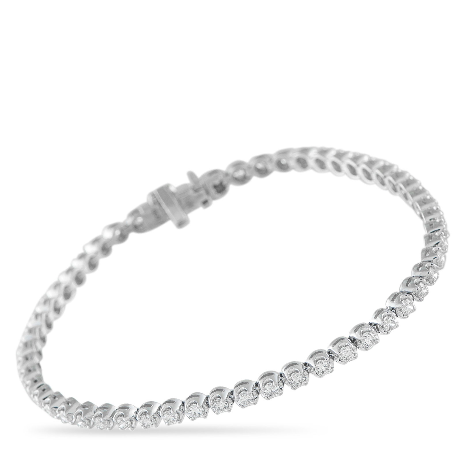 14K White Gold 2.38ct Diamond Tennis Bracelet: Add sophistication to any ensemble with this radiant tennis bracelet. Simple, elegant, and perfectly understated, it shines to life thanks to a series of Diamonds totaling 2.38 carats. It’s set in 1