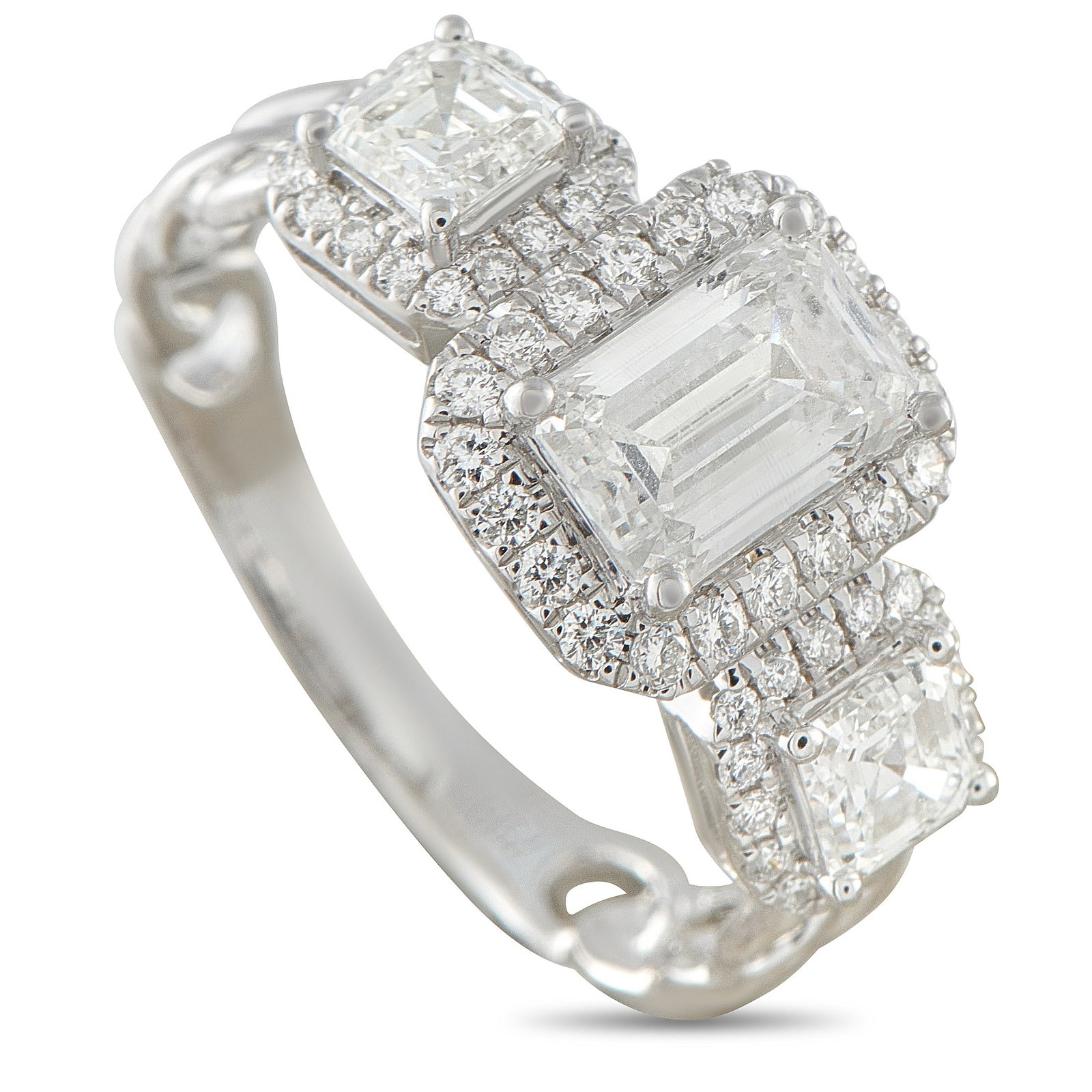 18K White Gold 2.01ct Diamond Ring: This luxury ring will continually take your breath away. A 1.12 carat Diamond center stone serves as a stunning focal point, while additional Diamonds totaling 0.89 carats make it endlessly impressive