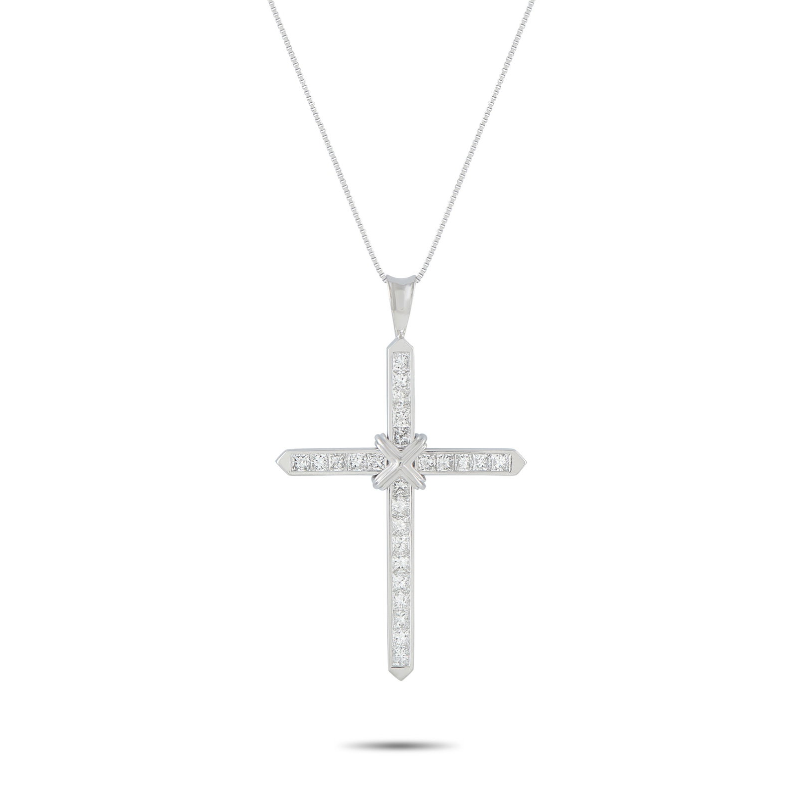 Platinum 1.95ct Diamond Cross Pendant: A detailed cross pendant measuring 2.0” long by 1.25” wide makes this luxury necklace impossible to ignore. Diamonds with a total weight of 1.95 carats allow it to effortlessly catch the l