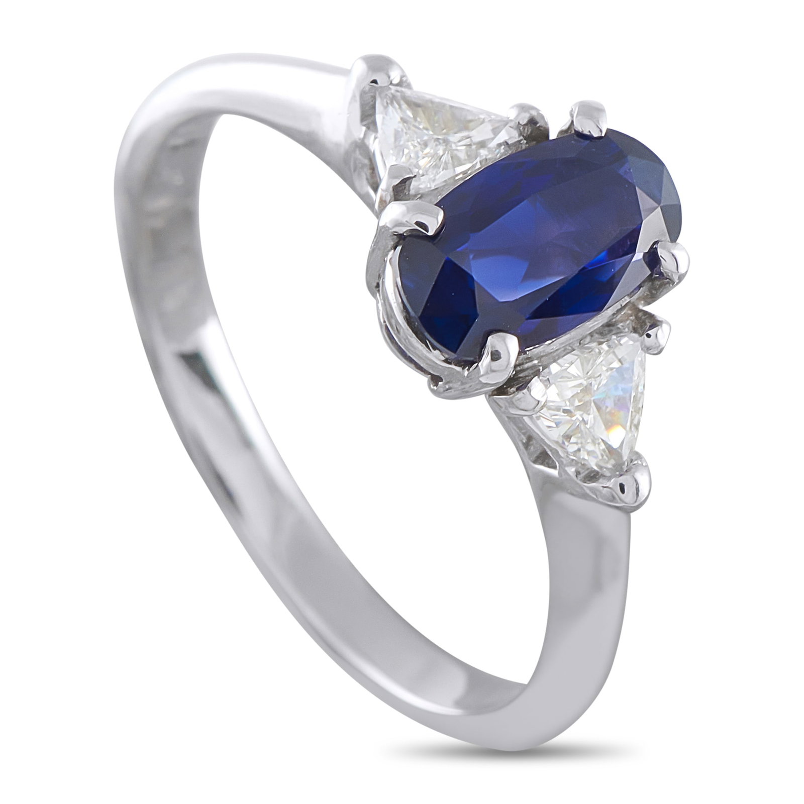 Platinum 0.30ct Diamond and Sapphire Ring: A 1.28 carat GIA-Certified Sapphire makes a statement at the center of this simple, elegant ring. Ideal for anyone who appreciates timeless luxury, it also comes complete with sparkling Diamond accent
