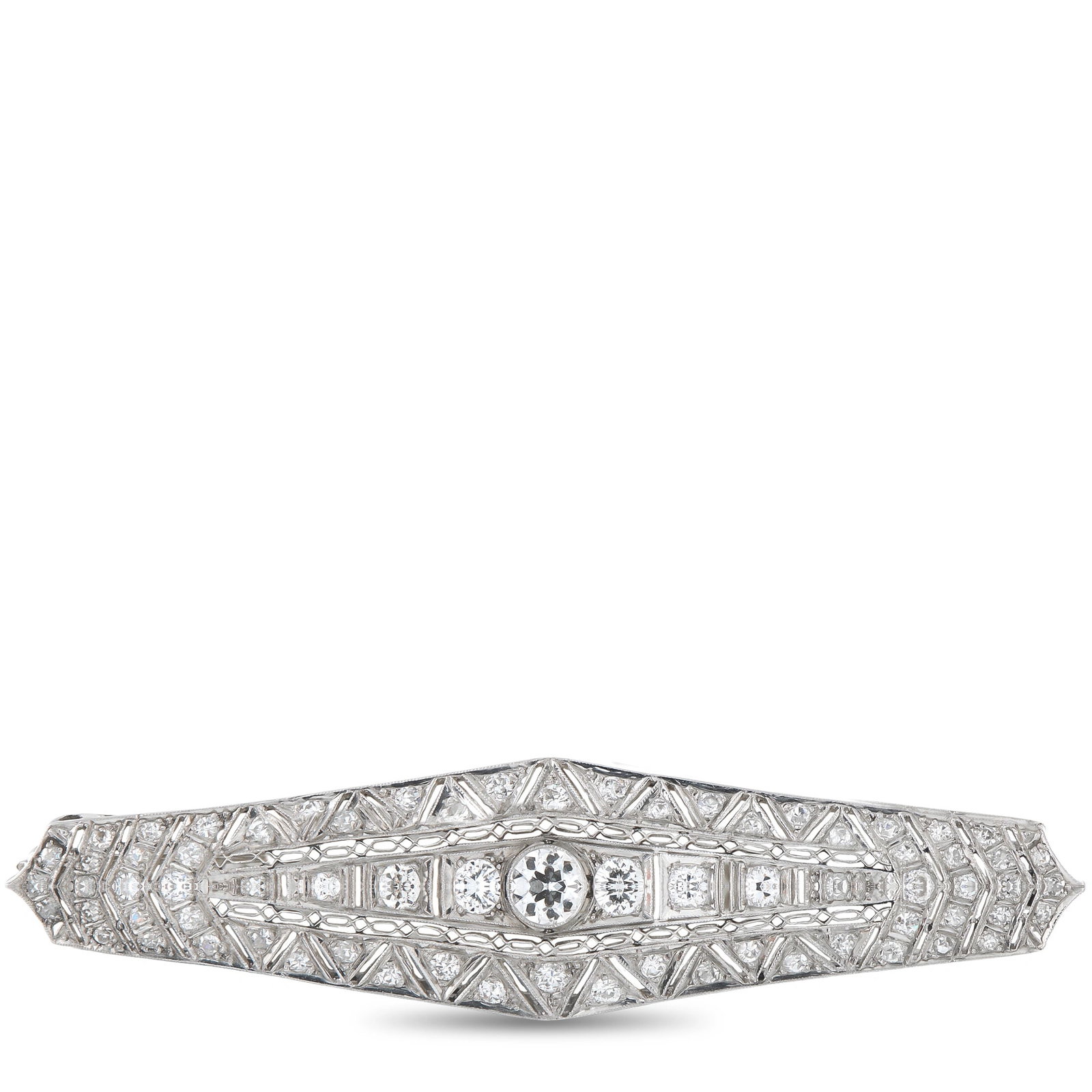 Antique Platinum 2.0ct Diamond Brooch (1 of 3)