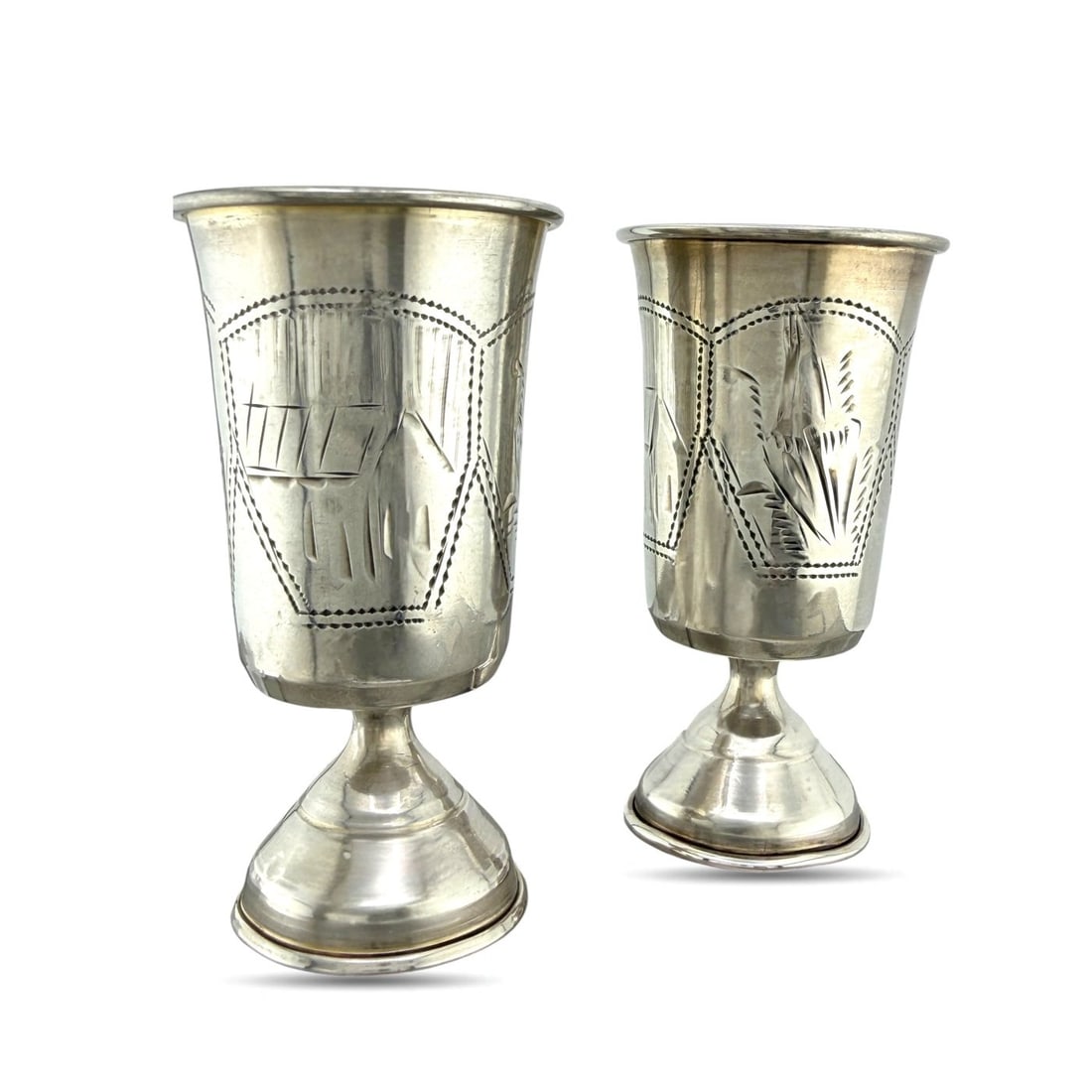 Imperial Russian 84 Zolotnik Silver Pair of Antique Cups (1 of 8)