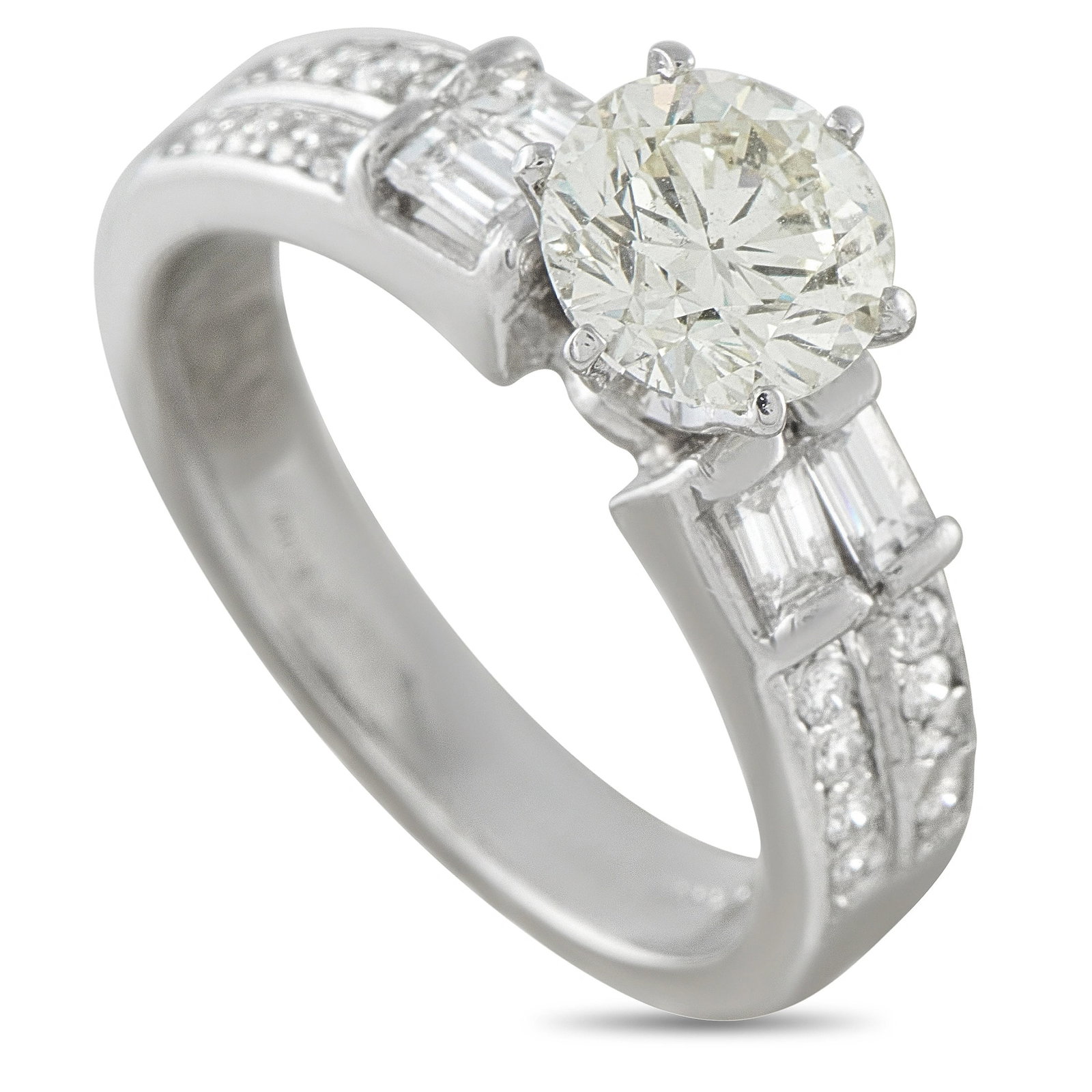 14K White Gold 1.65ct Diamond Ring: A timeless design makes this ring an ideal piece for anyone who appreciates classic luxury. Incredibly detailed, Diamond accents with a total weight of 0.40 carats complement this piece’s 1.25 carat