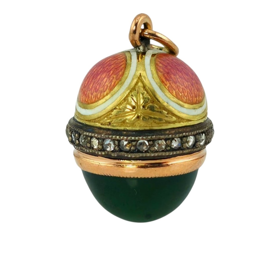 Imperial Russian 56K Gold Enamel and Diamond Egg Pendant (1 of 11)