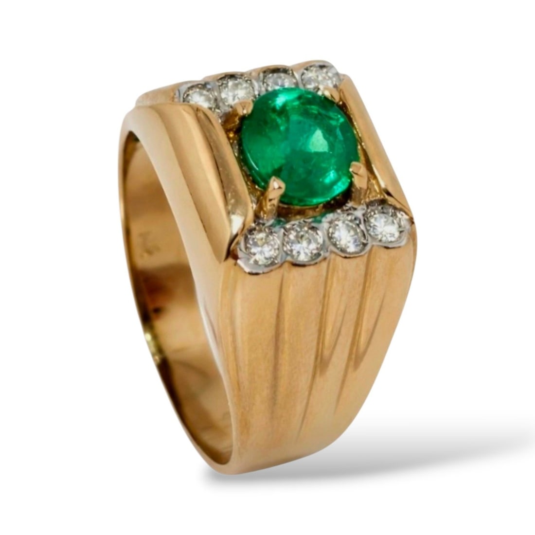 14K Yellow Gold Emerald and Diamond Ring (1 of 9)