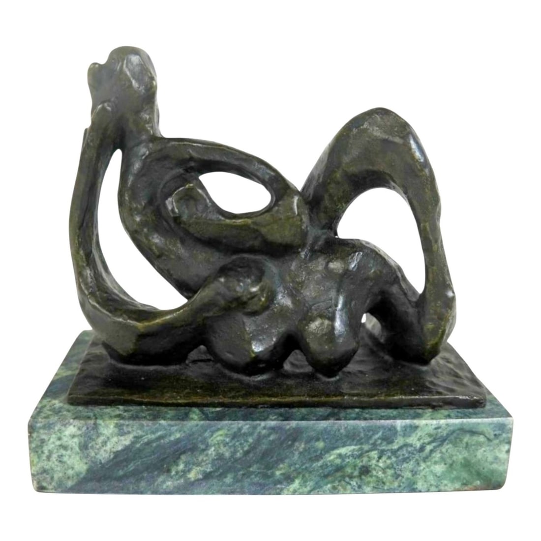 A Bronze Statuette Jacques Lipchitz Lithuanian French 1891 to 1973: Jacques Lipchitz, Lithuanian, French, 1891 to 1973, a mid century abstract bronze sculpture, Variation on the Theme of Hagar. Signed to the base and raised on a green marble pedestal. Circa 1948. Jacq