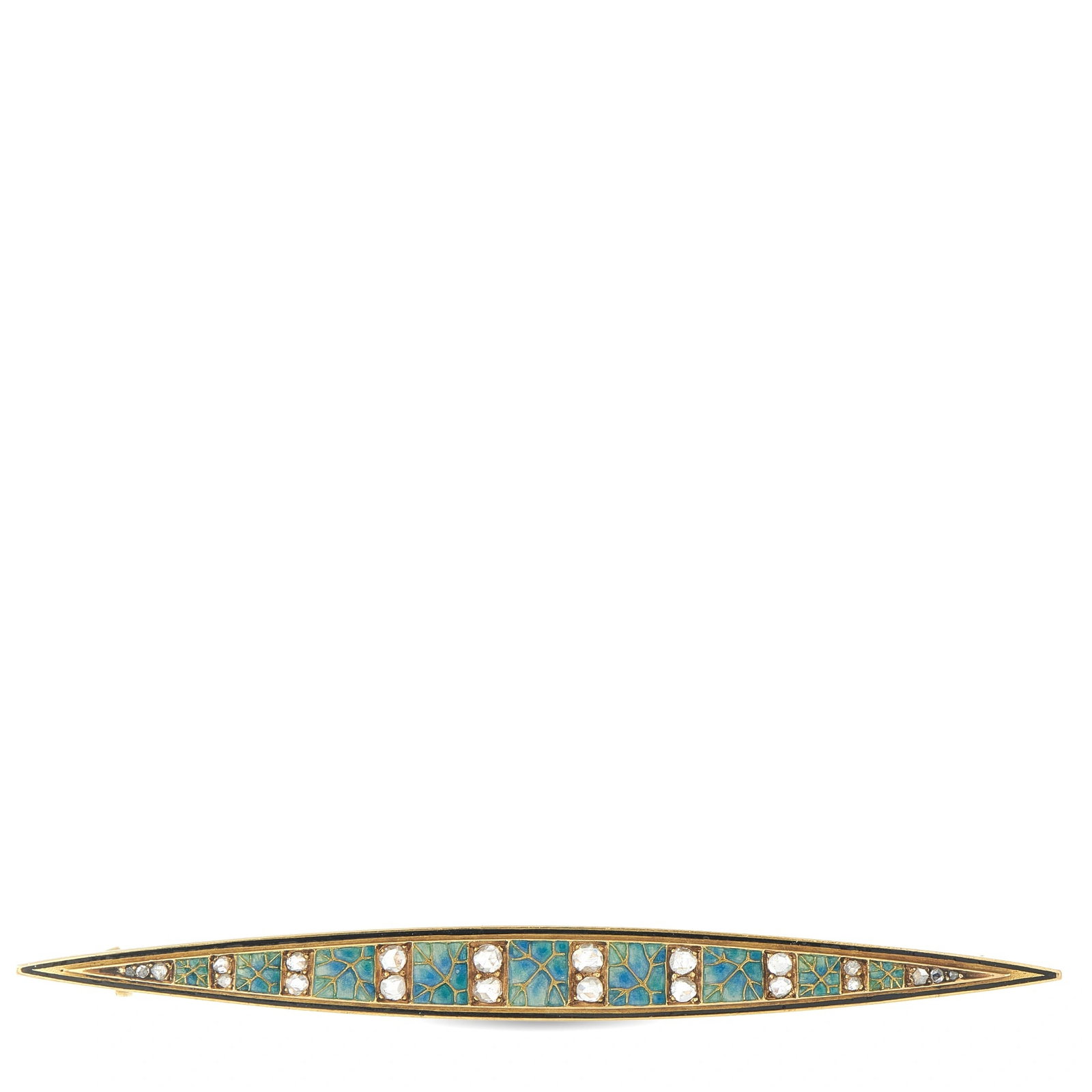 Henri Dubret 18K Yellow Gold Diamond and Enamel French Art Nouveau Brooch (1 of 4)