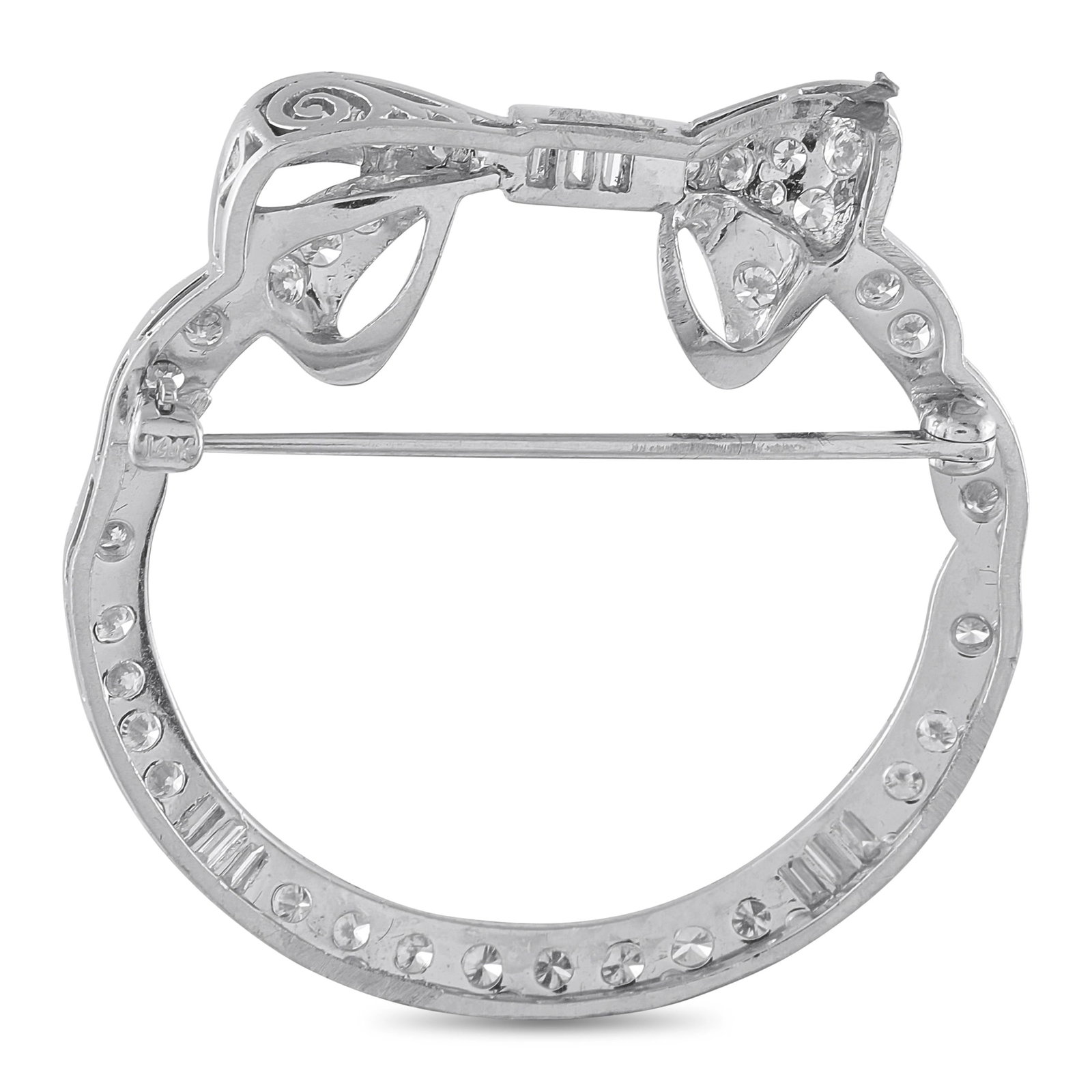 Platinum 1.30ct Diamond Circular Bow Brooch - 2