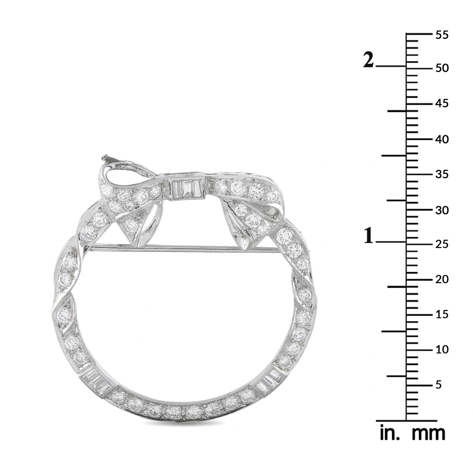 Platinum 1.30ct Diamond Circular Bow Brooch - 4