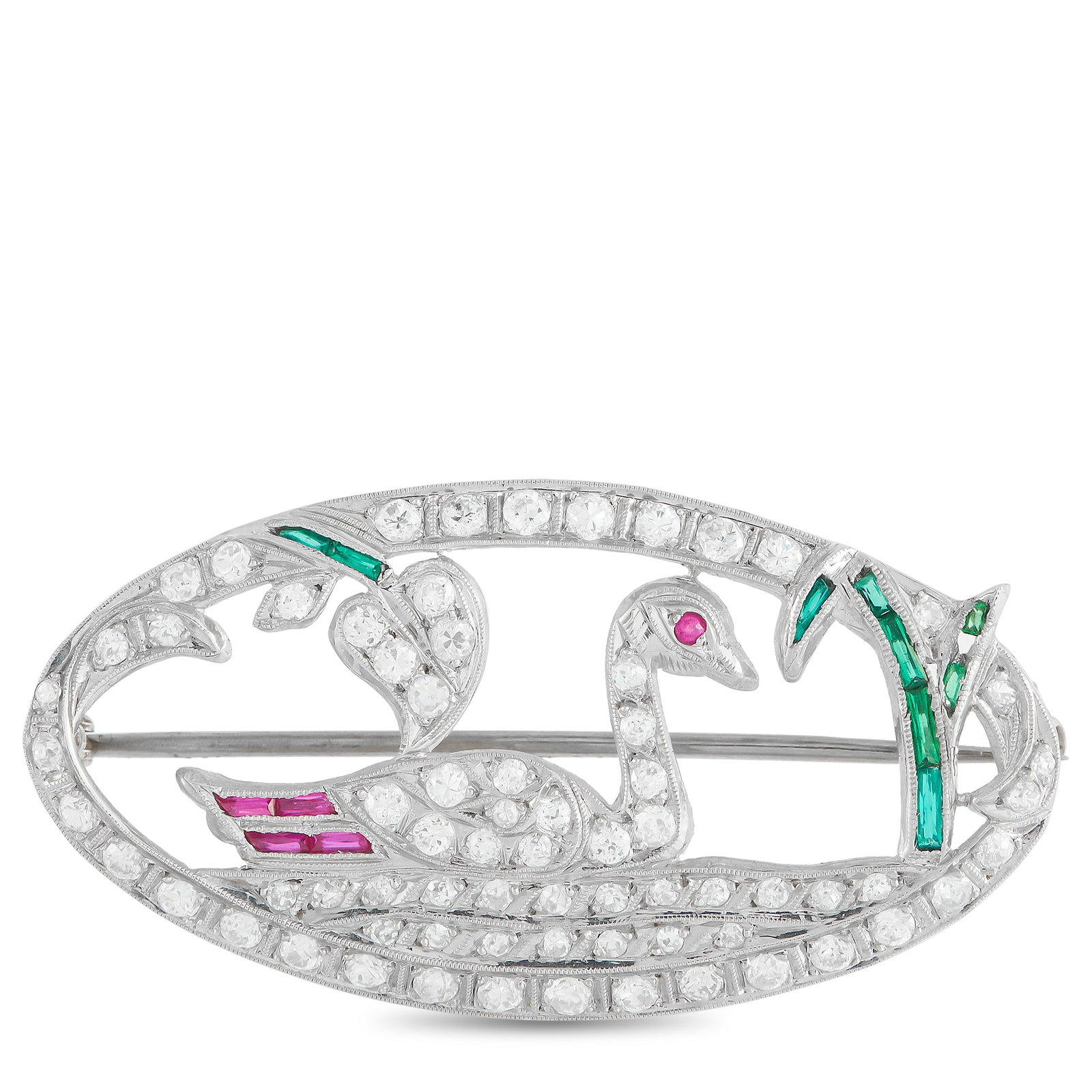18K White Gold 0.80ct Diamond Brooch: On this luxury brooch, a nature scene comes to life within the elegant, openwork design. Diamonds with a total weight of 0.80 carats add sparkle and sophistication to this exquisite piece, while color