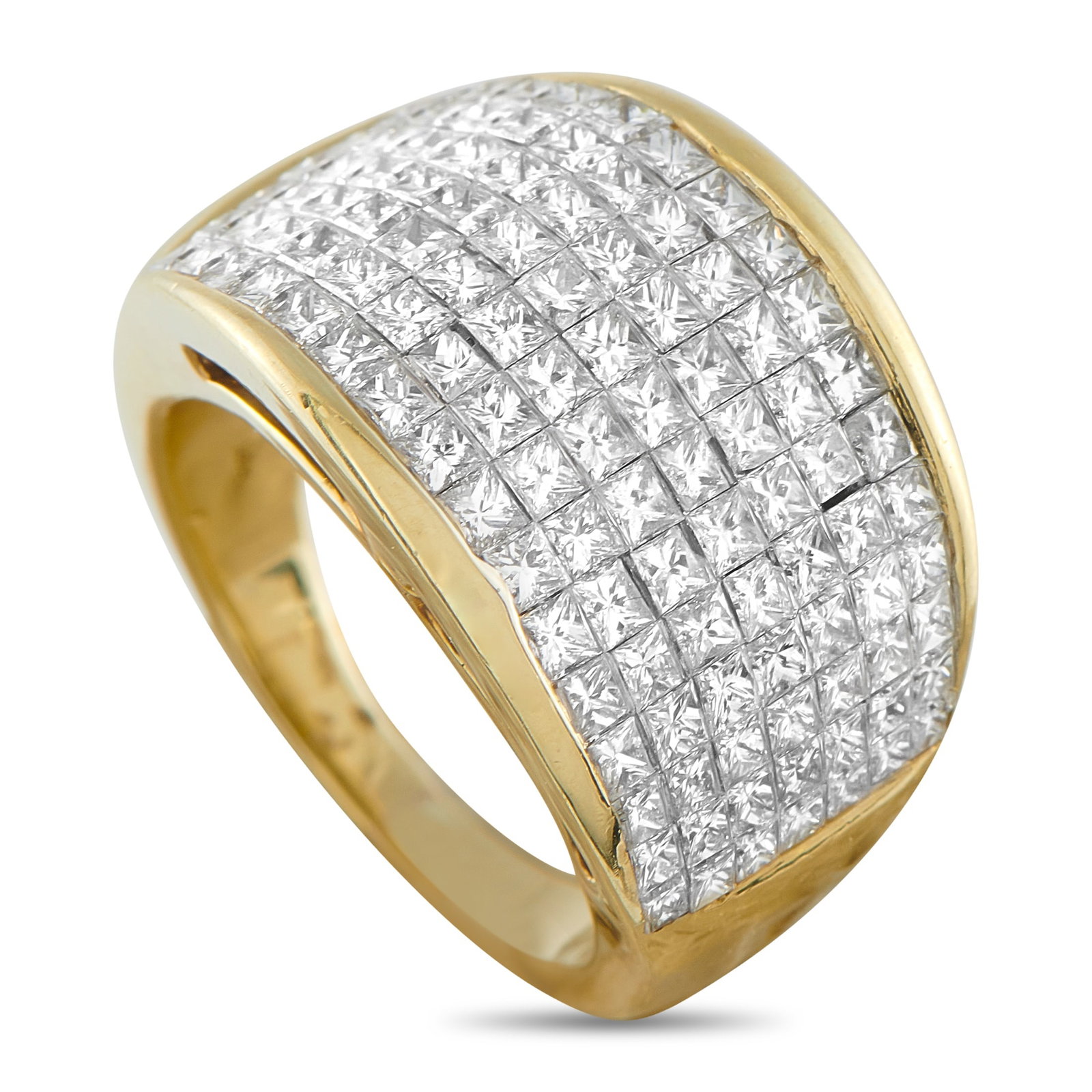 14K Yellow Gold 3.36ct Diamond Ring: This luxury ring will add a touch of sparkle to any ensemble. Bold and incredibly stylish, the sleek 14K Yellow Gold setting comes to life thanks to inset Diamonds with a total weight of 3.36 carats.